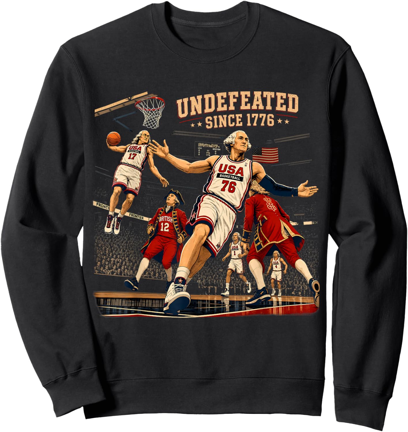 Undefeated Since 1776 Patriotic America 250th Anniversary Sweatshirt - Sweatshirt | Black
