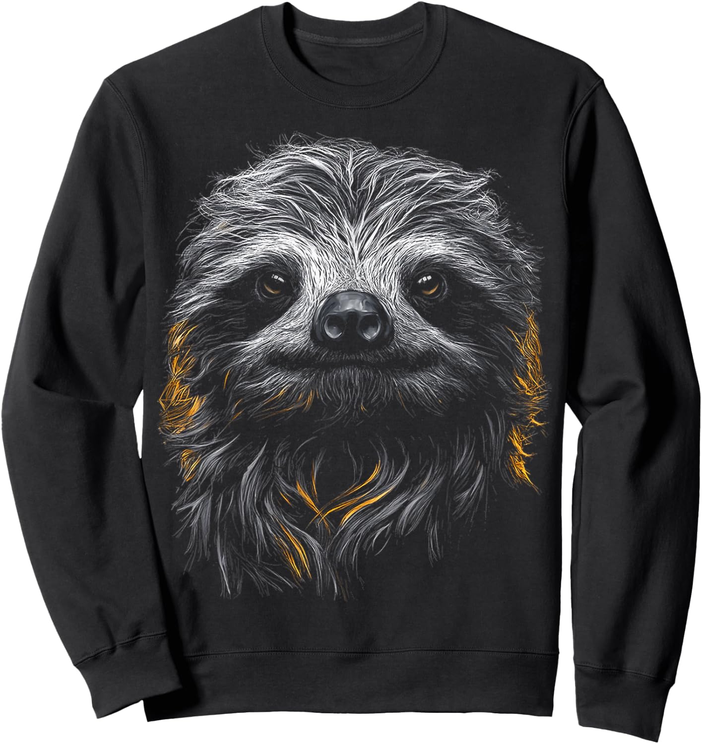 Sloth Face Drawing Art Animal Lover Motif Sloth Sweatshirt - Sweatshirt | Black