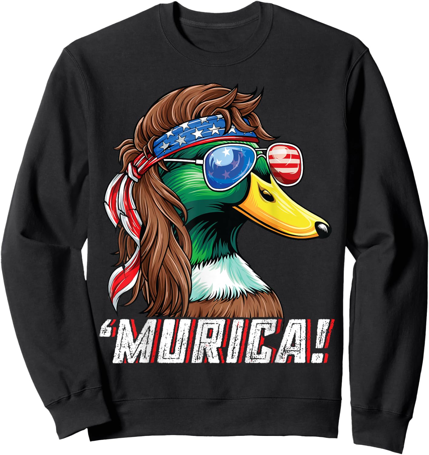 Patriotic Duck Hunter Shirt USA Funny Murica 4th of July Kids Men Sweatshirt - Sweatshirt | Black