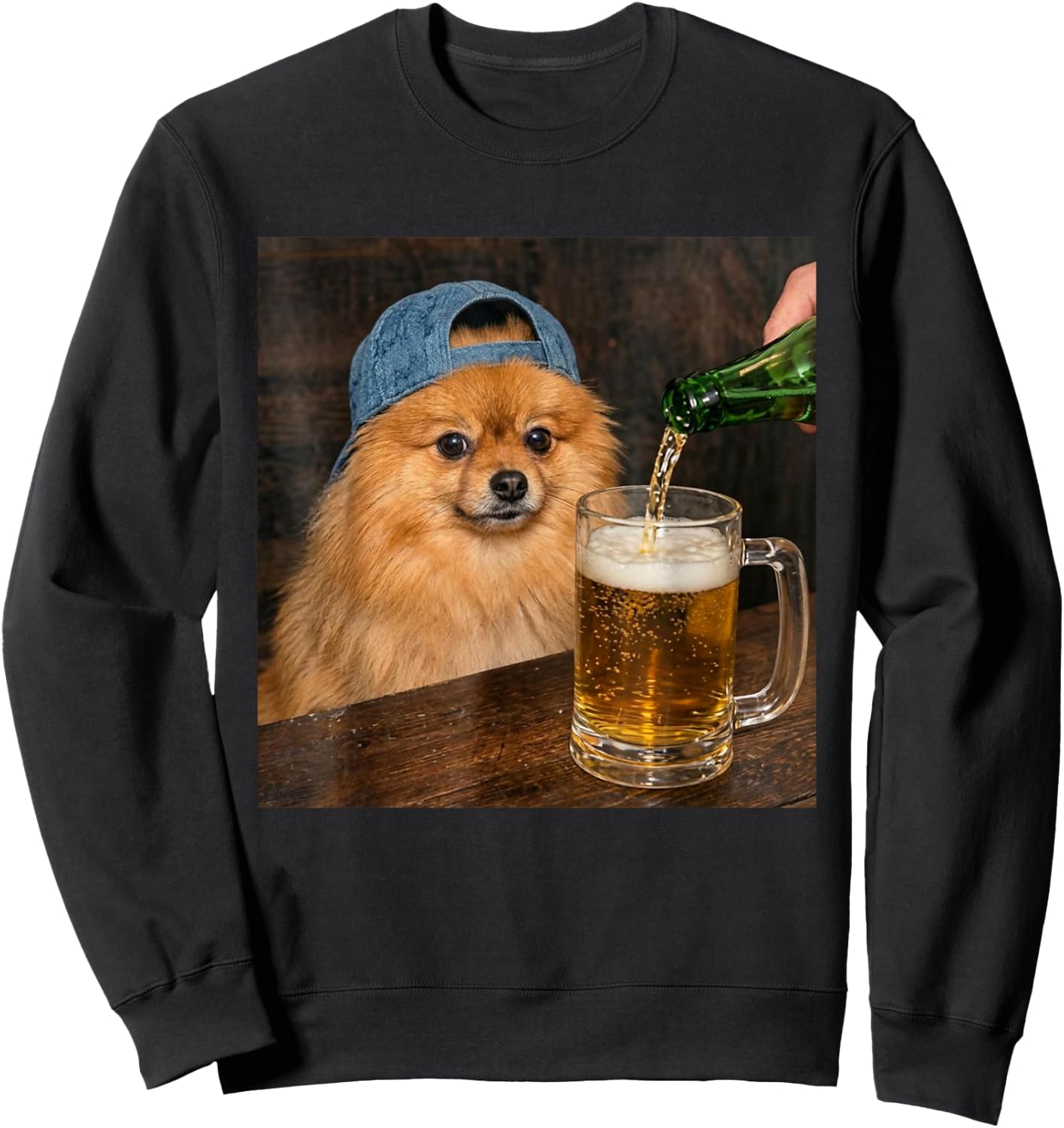 Zwergspitz, Trinkbier, lustig, Zwergspitz, Meme Sweatshirt - Sweatshirt | Black