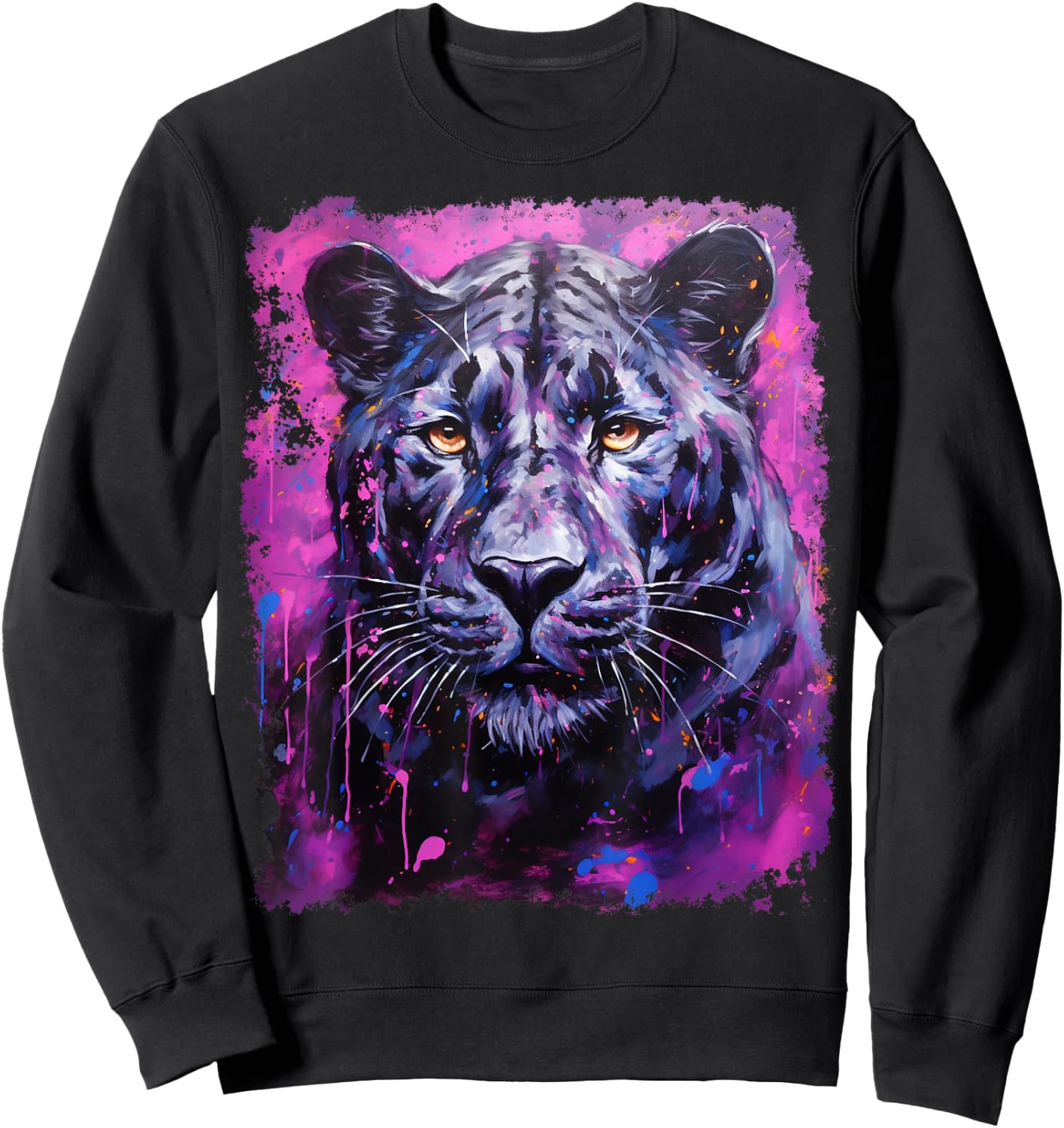 Pop Art Colorful Panther Pink Sweatshirt - Sweatshirt | Black