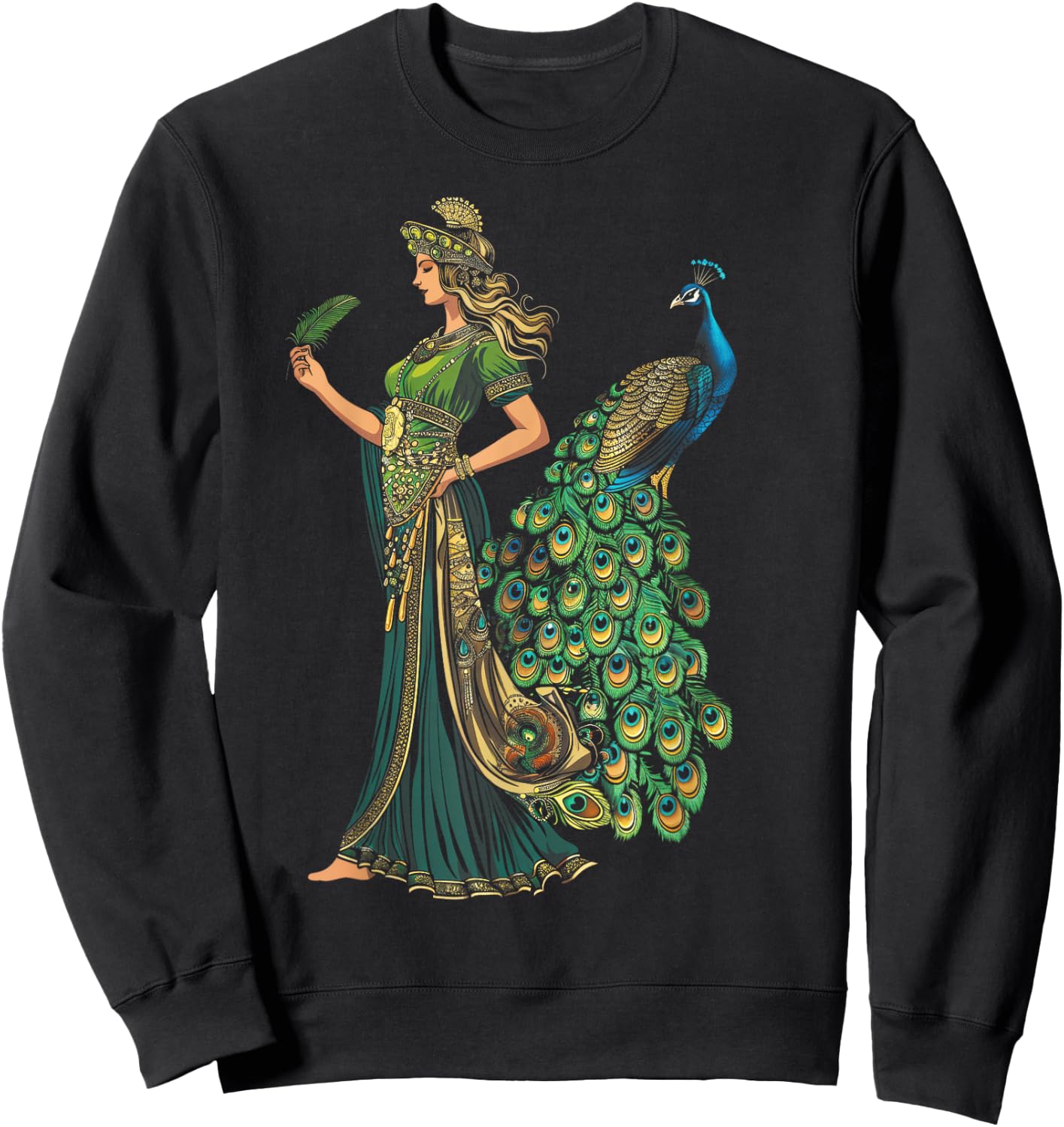 Greek God Hera Peacock Peacock art Goddess Sweatshirt - Sweatshirt | Black