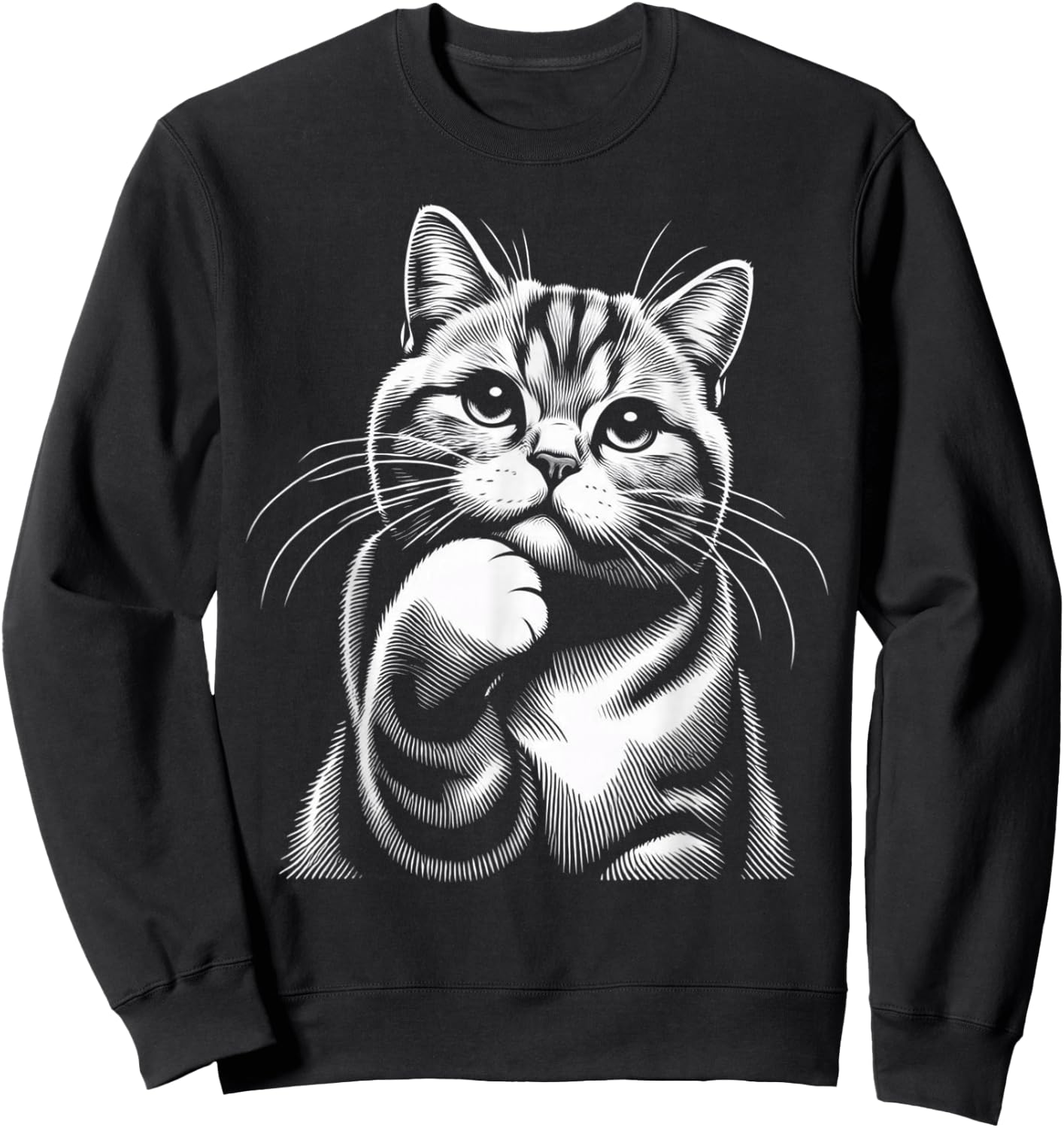 Cute Tabby Cat Paw Sweatshirt - Sweatshirt | Black