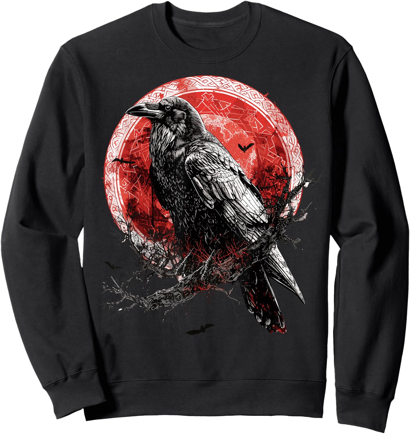 Odin Ravens Huginn & Muninn Vegvisir Vikings Myth Norse Sweatshirt - Sweatshirt | Black
