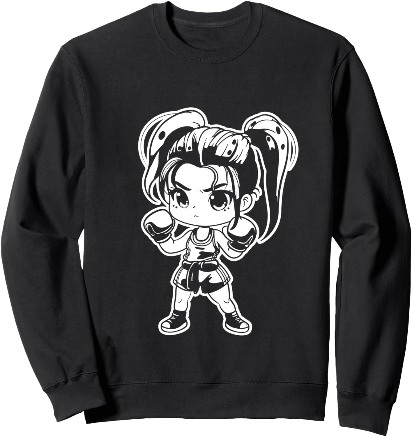 Kickboxing Girl Manga Style for Girls Sweatshirt - Sweatshirt | Black