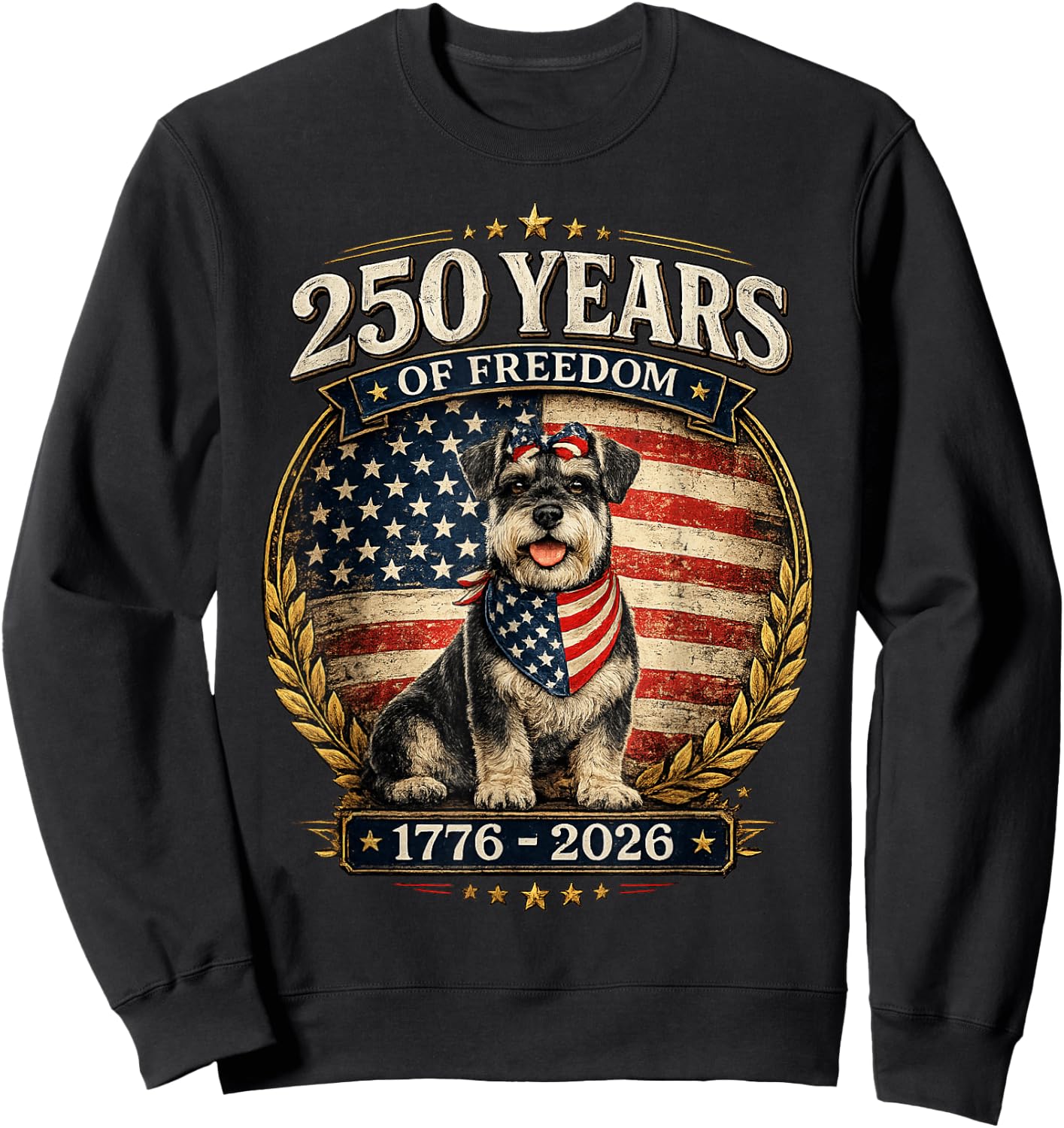250 Years America Anniversary Miniature Schnauzer Sweatshirt - Sweatshirt | Black