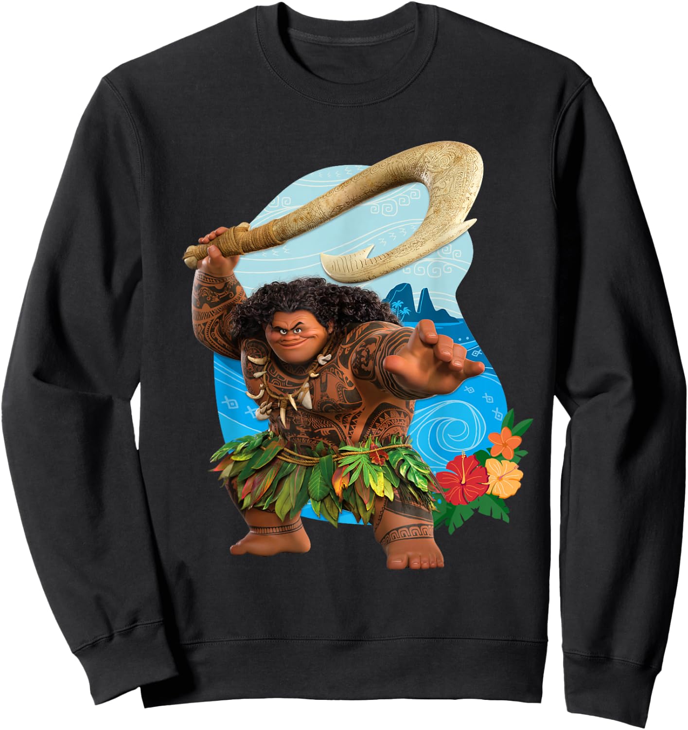 Disney Vaiana 2 Tropical Island Adventure Maui & Fish Hook Sweatshirt - Sweatshirt | Black