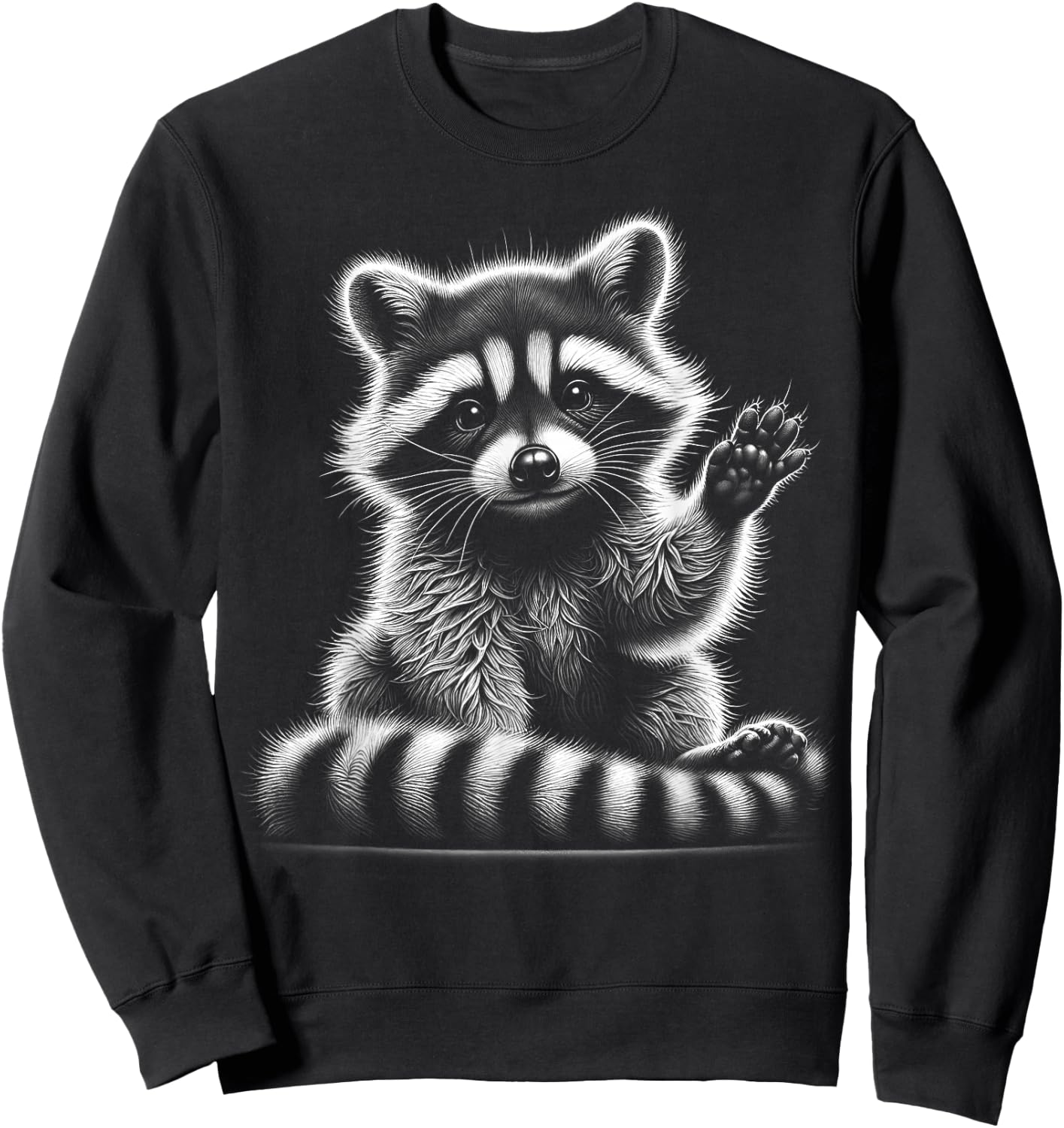 Winkender Waschbär als niedliches Schwarz Weiß Porträt Sweatshirt - Sweatshirt | Black