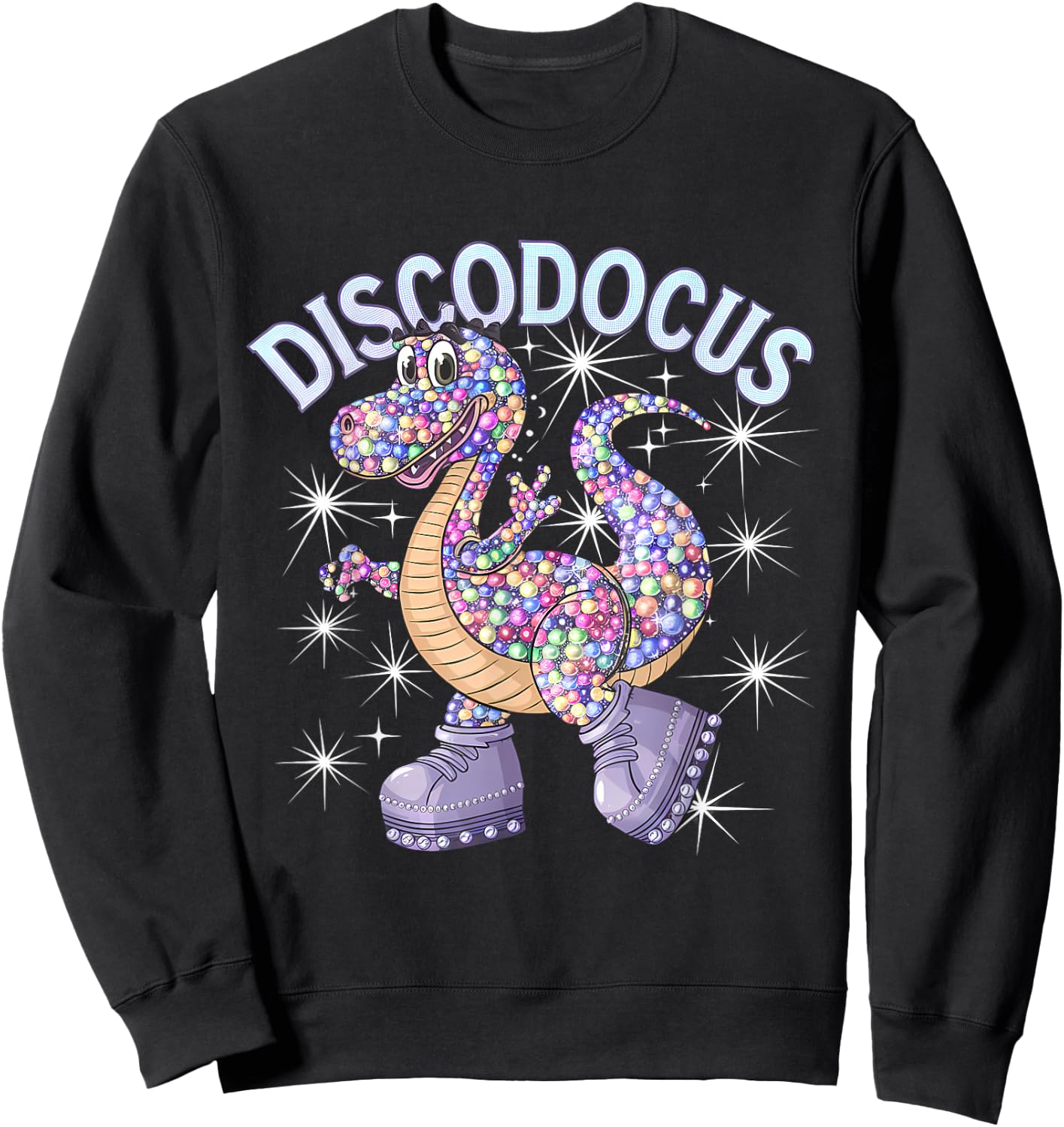 Disco Dino Diplodocus Disco Dance Lover 1970s Disco Party Sweatshirt - Sweatshirt | Black