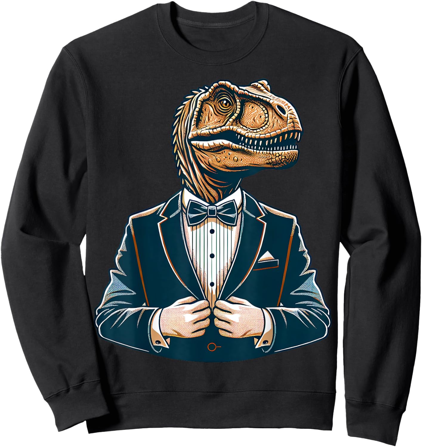T-Rex Tuxedo Classic Paleontologist Suit Sweatshirt - Sweatshirt | Black