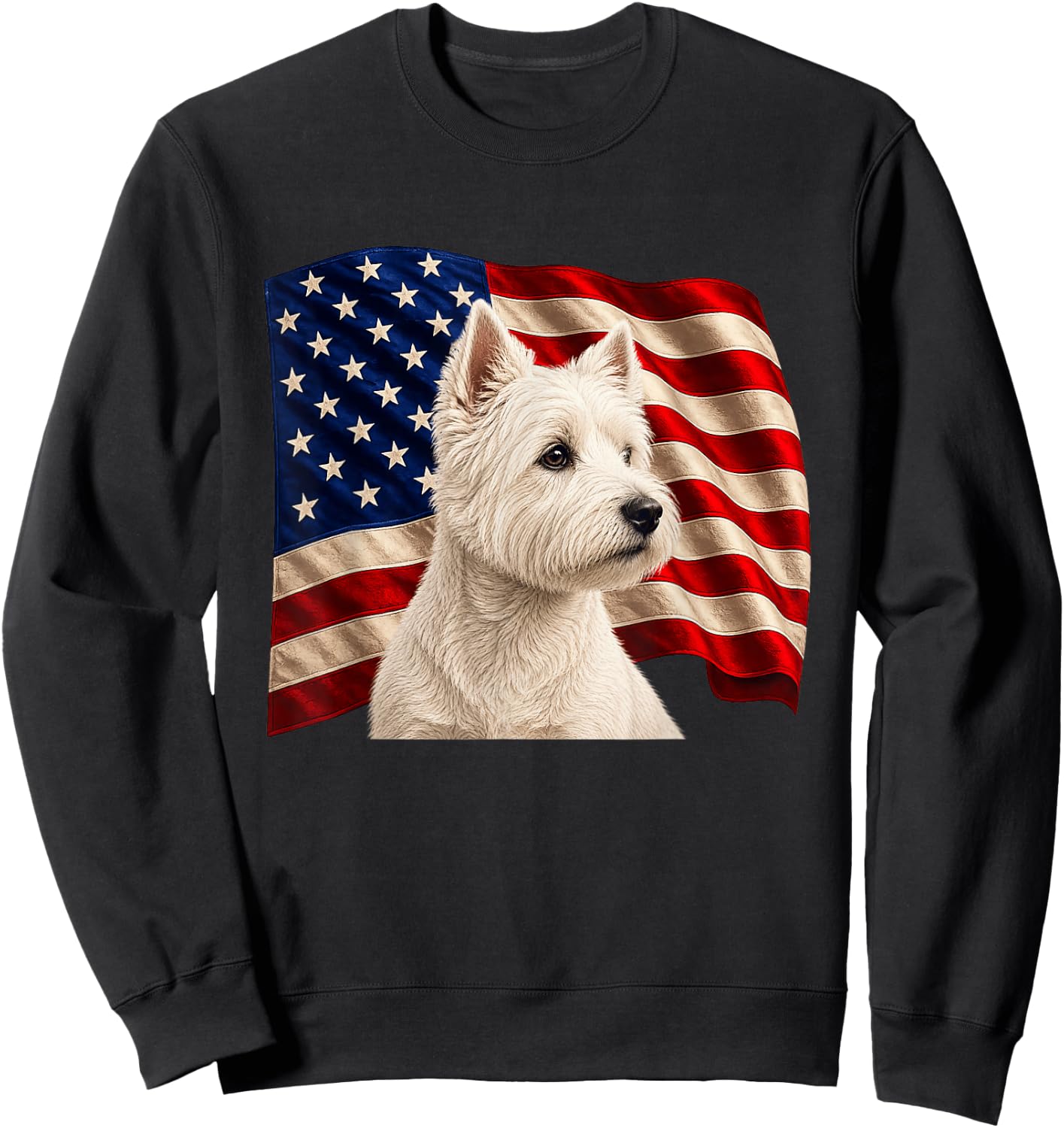 Patriotic 4th July USA Flag West Highland Terrier Sweatshirt - Sweatshirt | Black