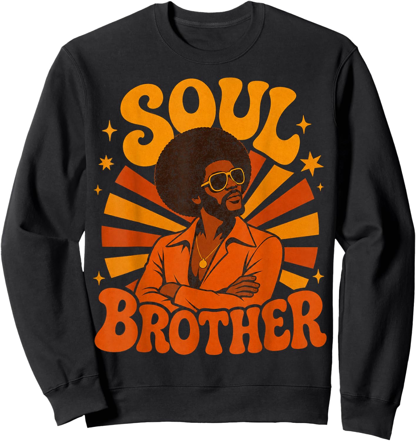 Retro 70s Soul Brother Afro Design Sweatshirt - Sweatshirt | Black