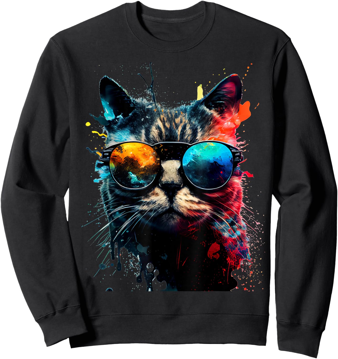Cool Cat with Sunglasses , black Sweatshirt - Sweatshirt | Black