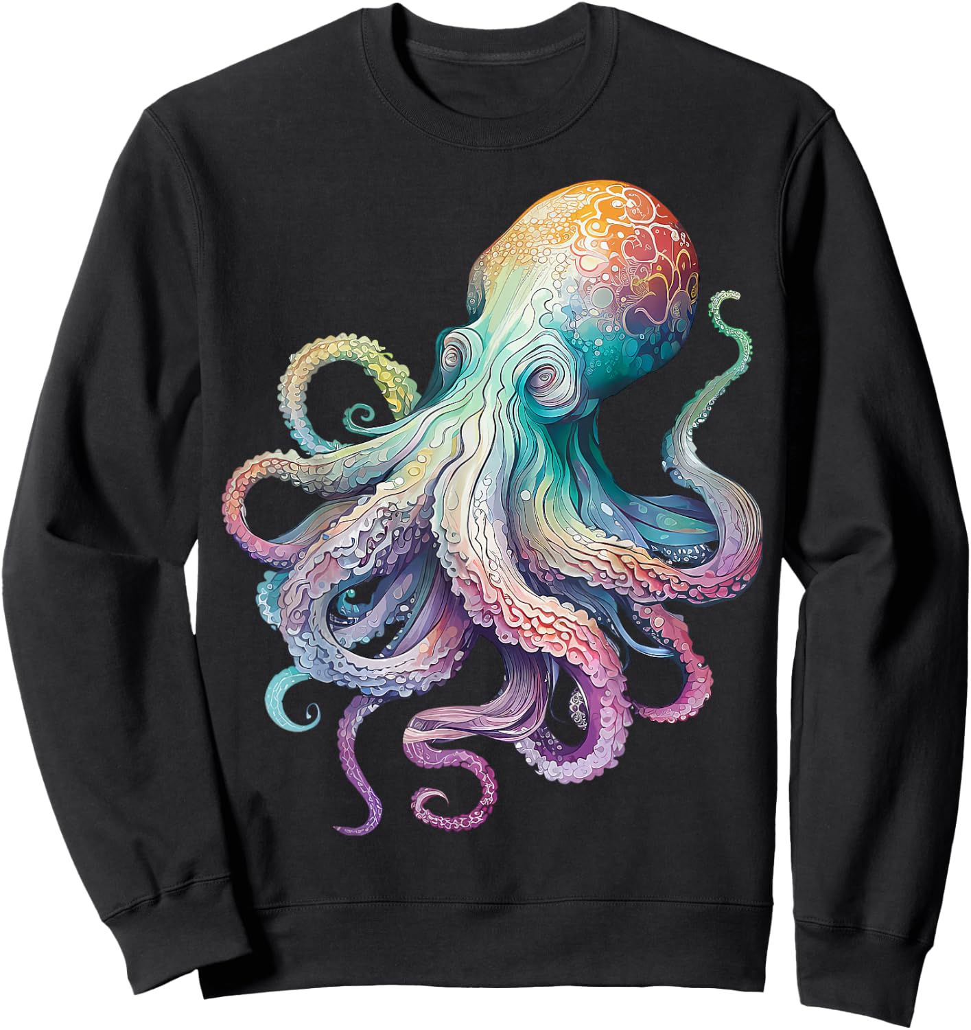 Octopus Beach Lover Ocean Animal Graphic Novelty Sweatshirt - Sweatshirt | Black