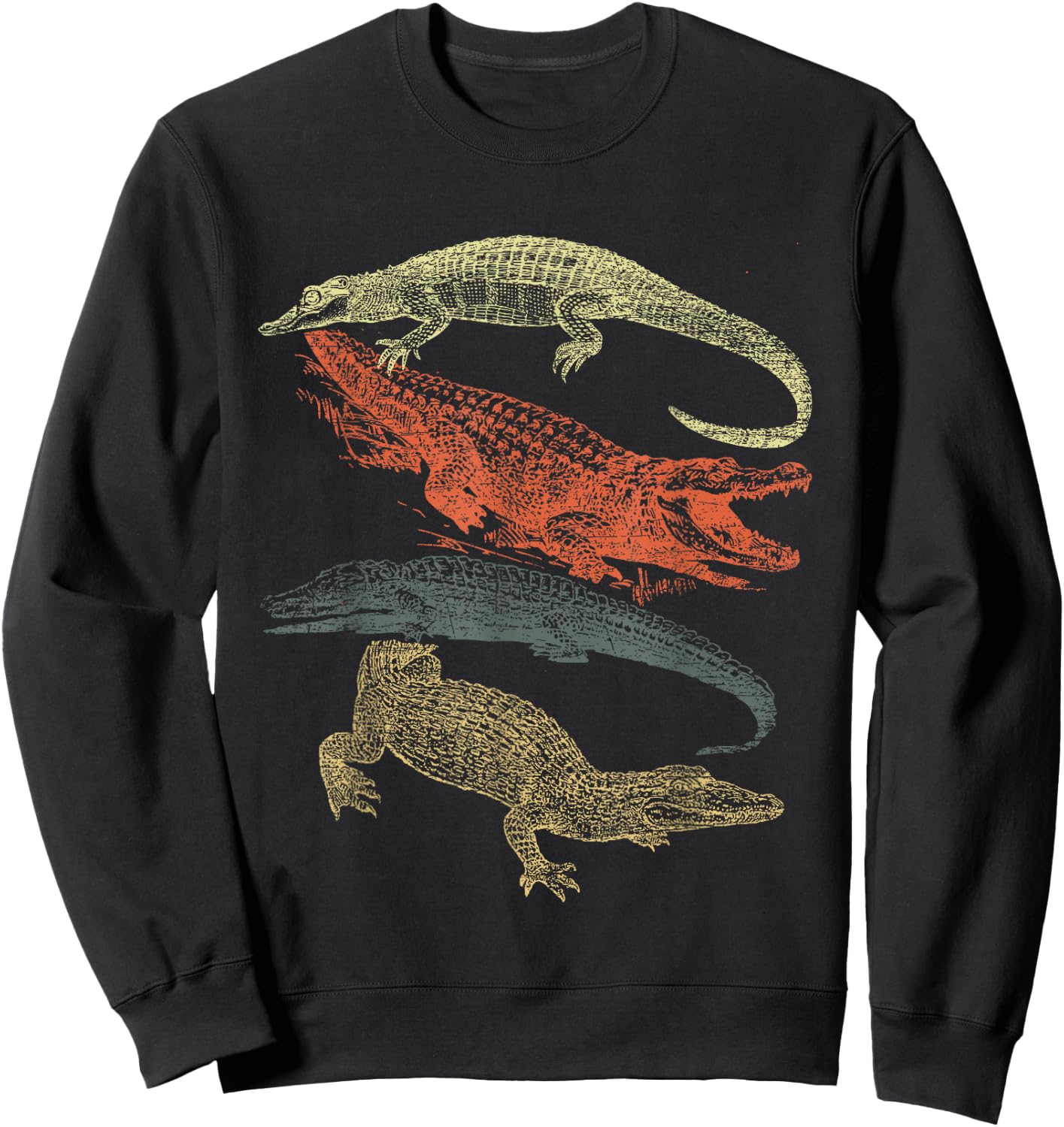 Vintage Crocodiles Retro Crocodile Sweatshirt - Sweatshirt | Black