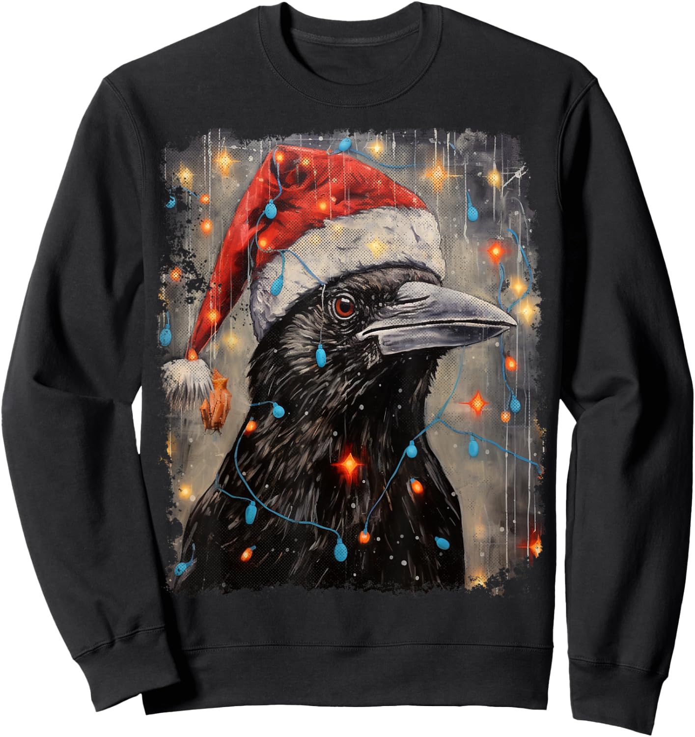 Vintage Crow Raven Bird Christmas Sweatshirt - Sweatshirt | Black
