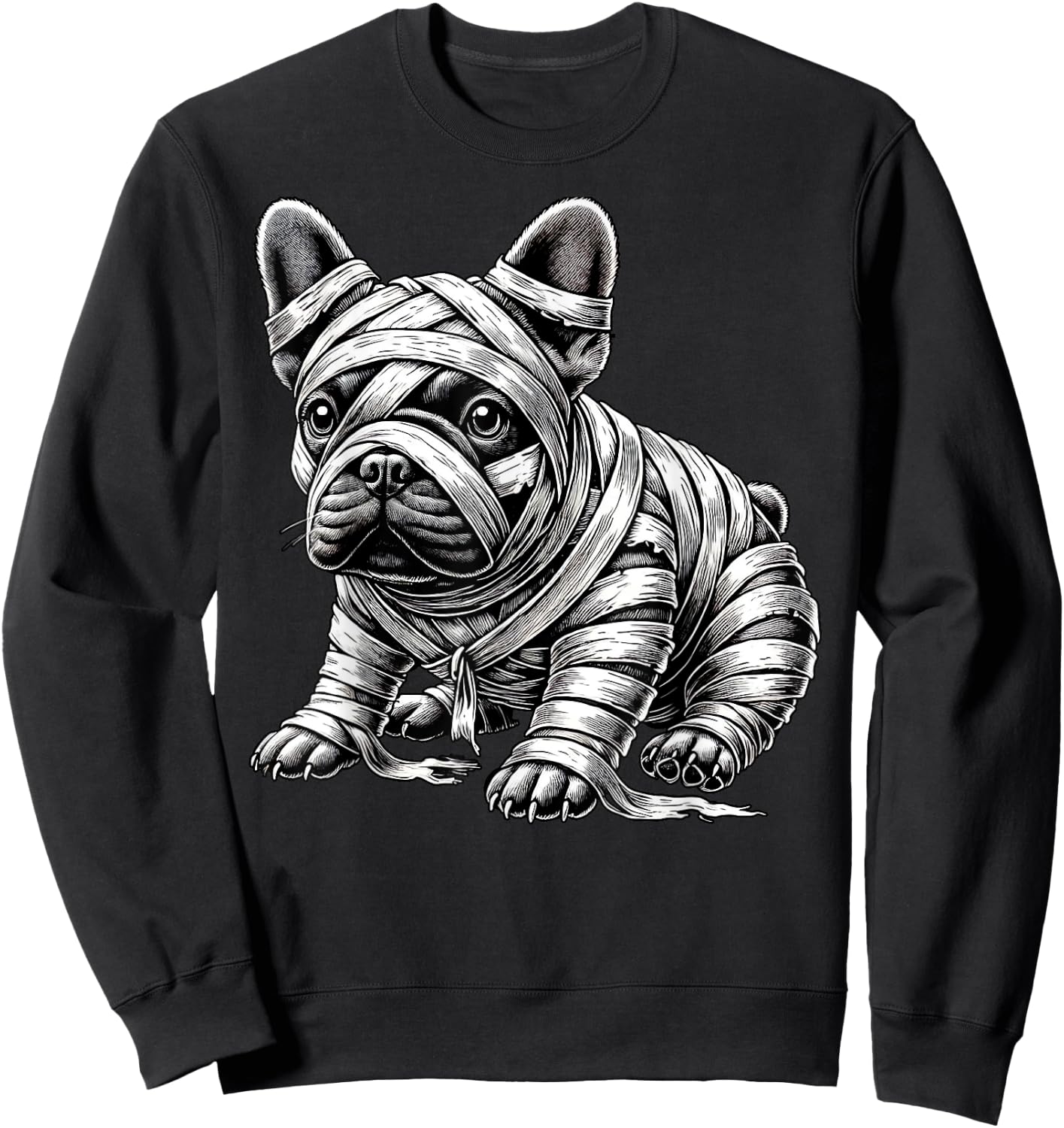Halloween Bulldog Frenchie Mummy Costume Dog Puppy Men Women Kids Sweatshirt - Sweatshirt | Black