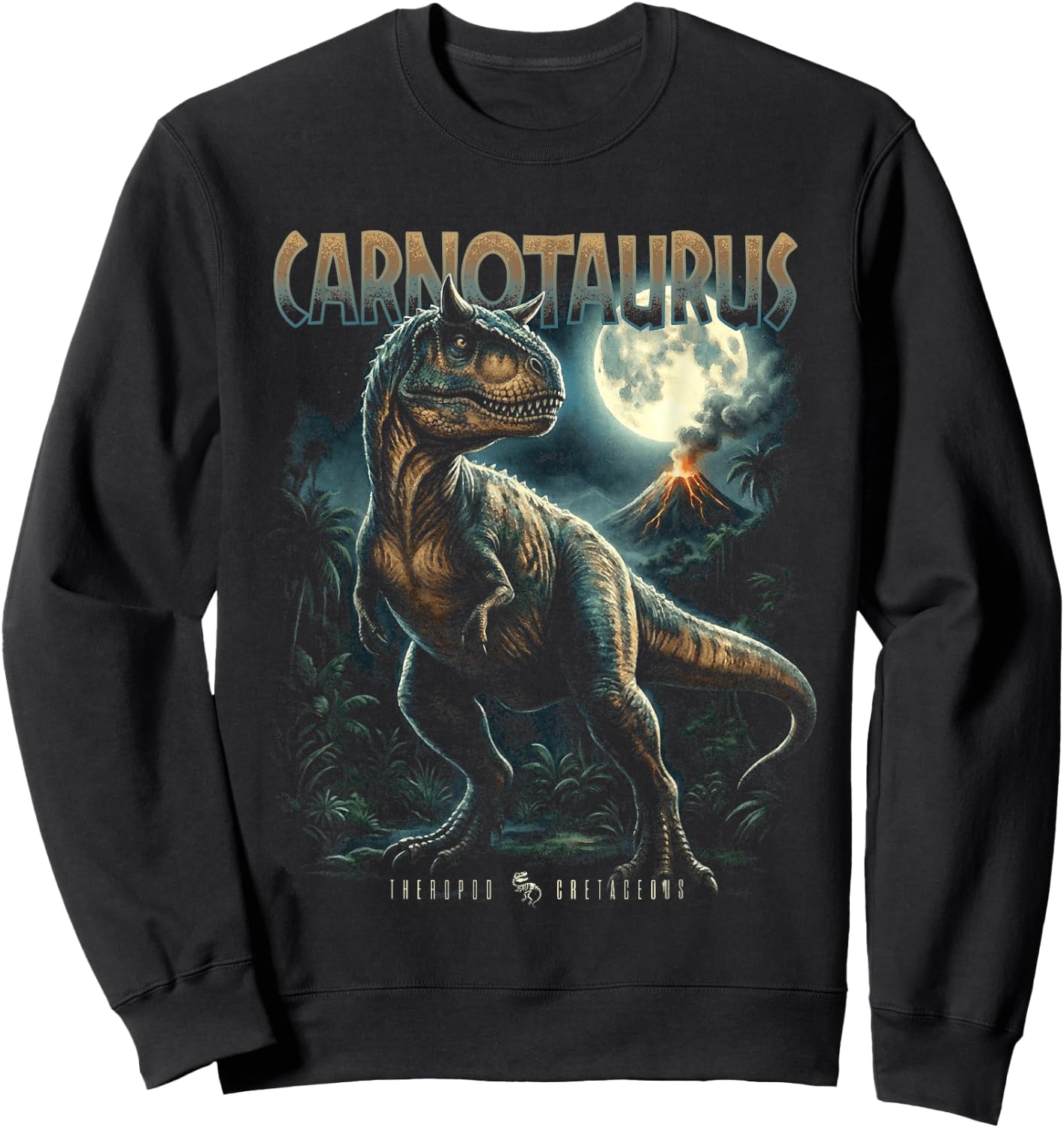 Vintage Carnotaurus 90er Bootleg Dinosaurier prähistorischer Dino Sweatshirt - Sweatshirt | Black
