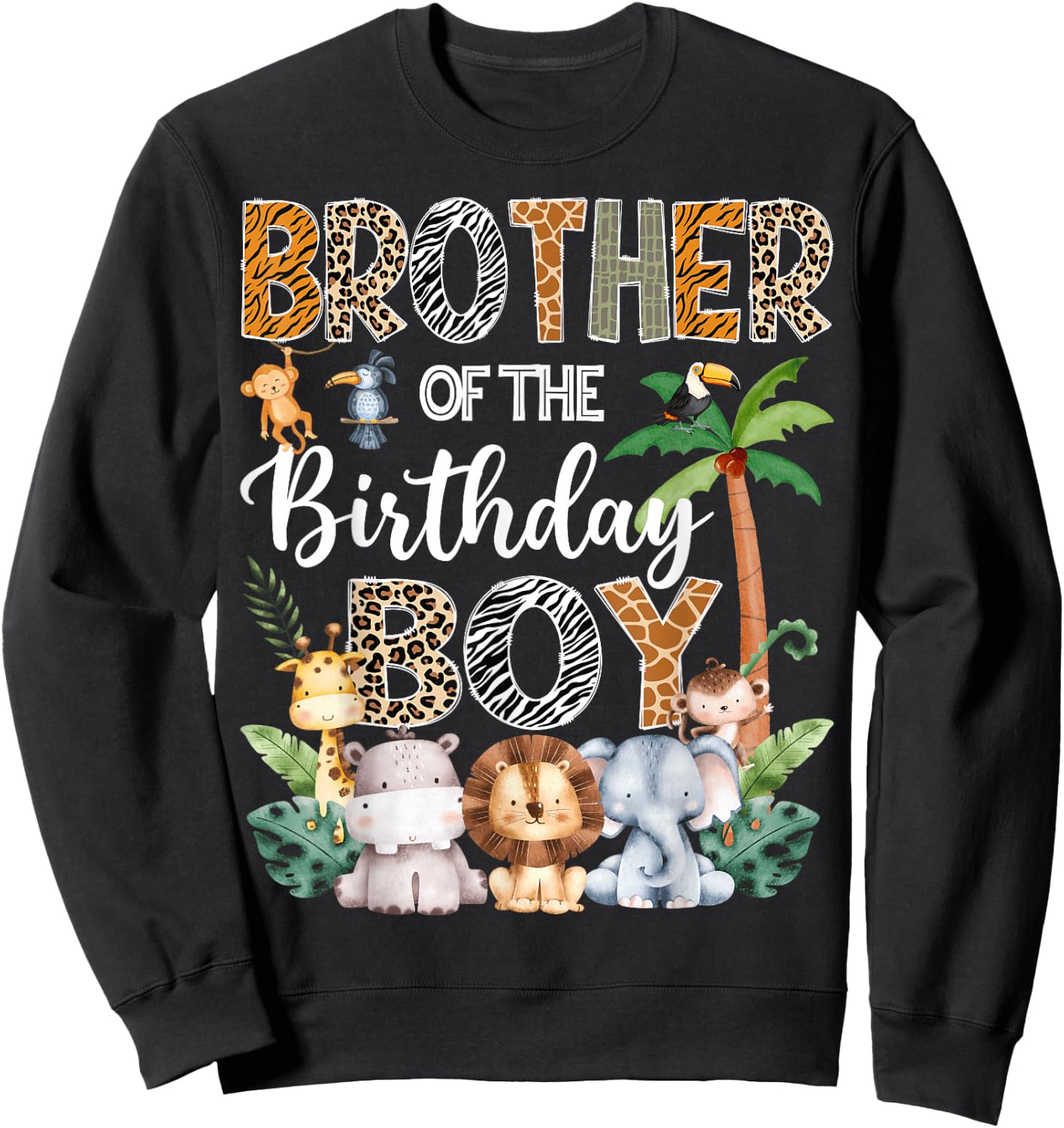 Bruder des Geburtstags Junge Safari Dschungel Bday Party Sweatshirt - Sweatshirt | Black