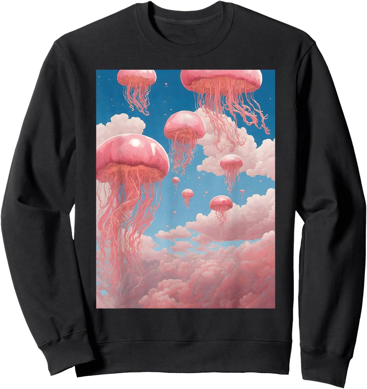 Jellyfish Pink Weirdcore Dreamcore Pastel Aesthetic Sweatshirt - Sweatshirt | Black