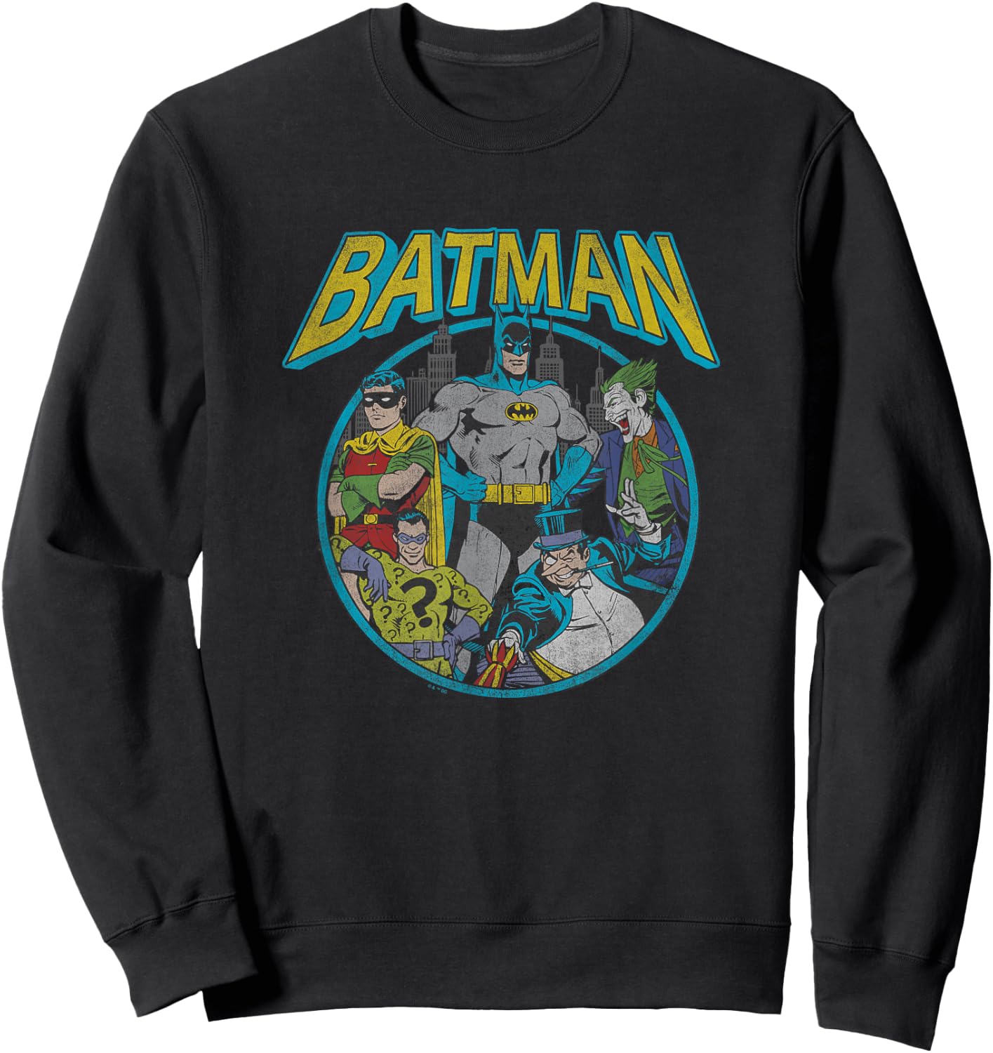 DC Comics Batman Frenemies Vintage Circle Group Shot Sweatshirt - Sweatshirt | Black