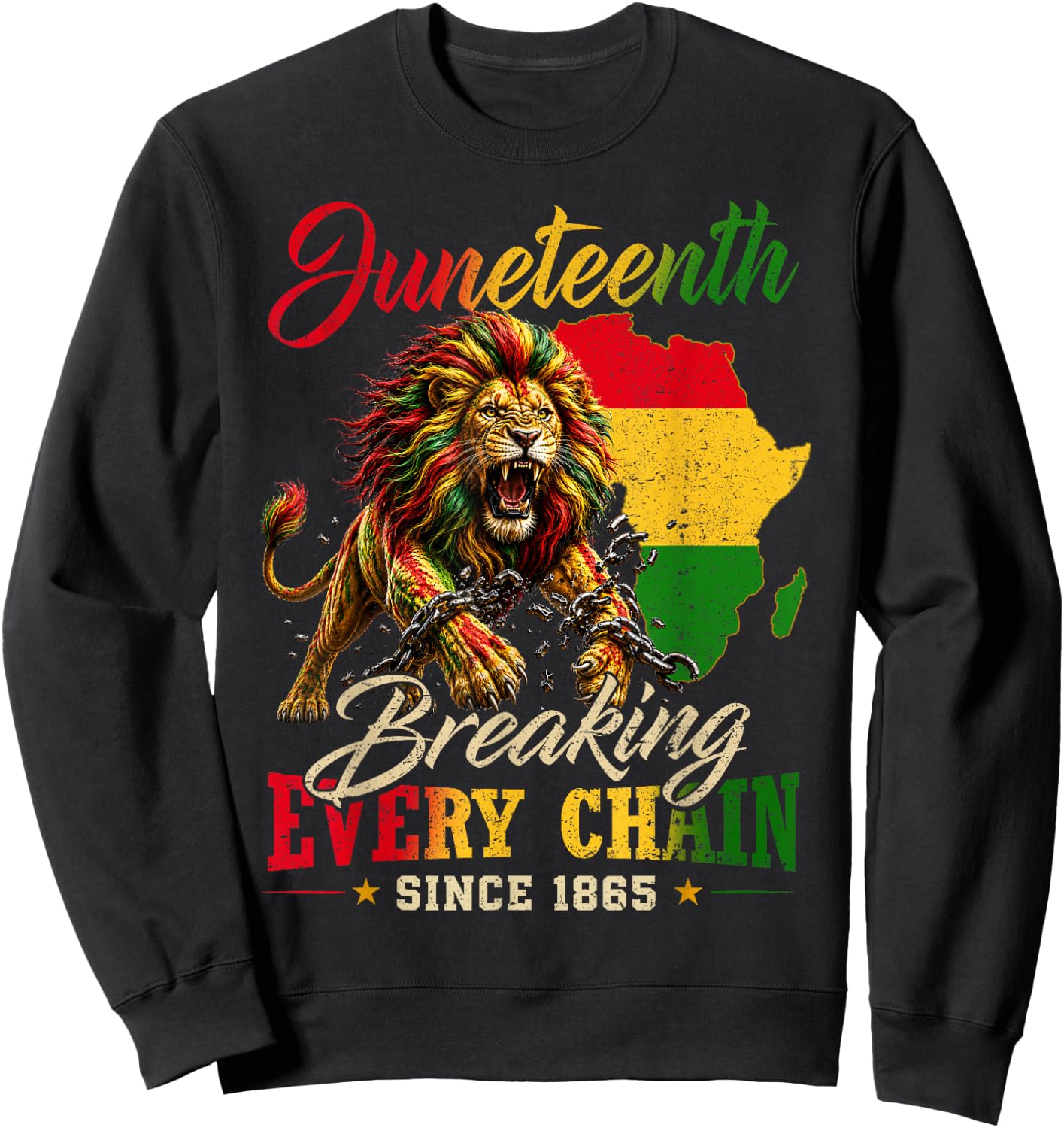 Juneteenth 1865 Lion Black African June 19th Men Women Kids Sweatshirt - Sweatshirt | Black