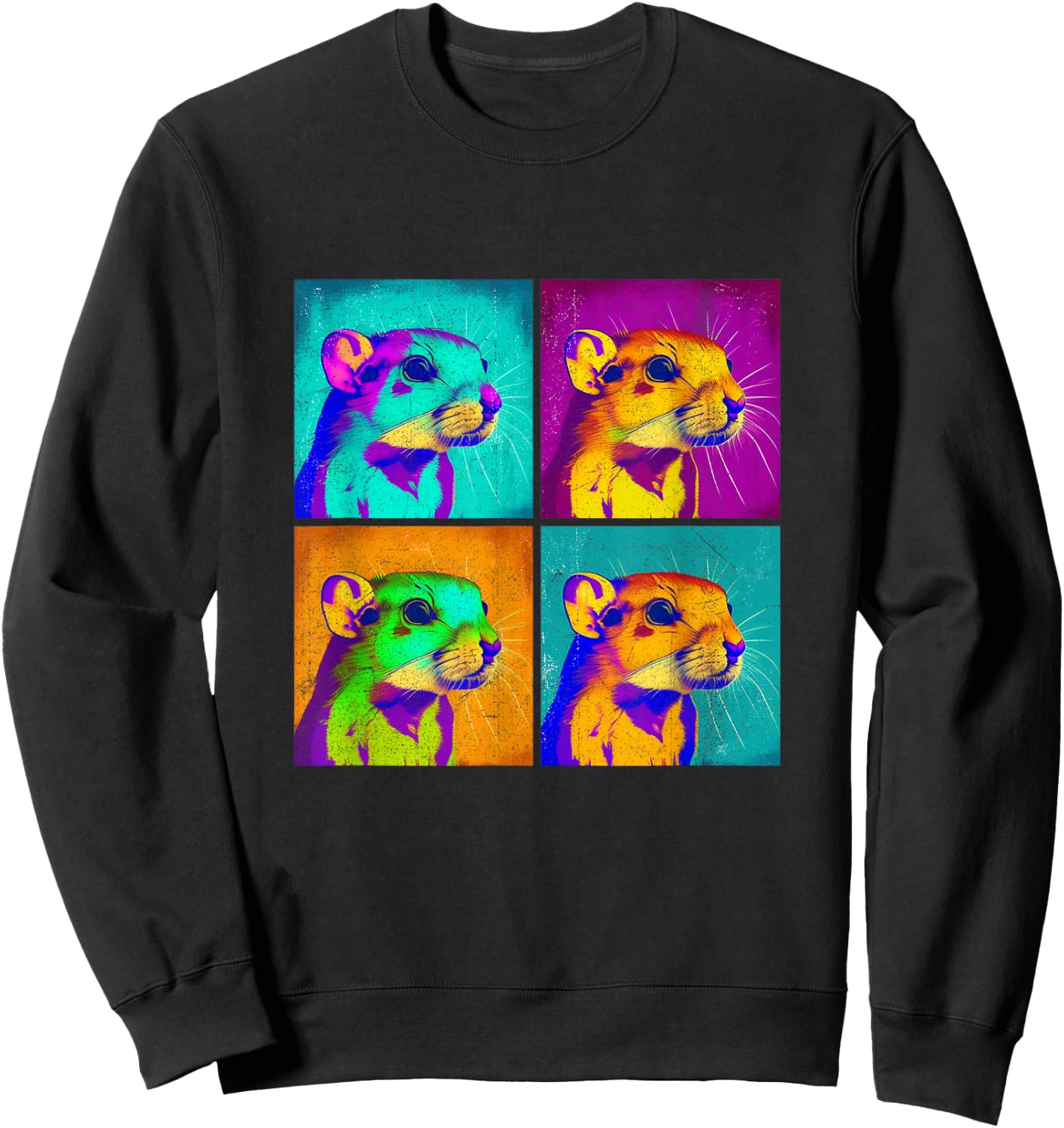Kangaroo Rat Pop Art Design Illustration Colorful Animal Men Sweatshirt - Sweatshirt | Black
