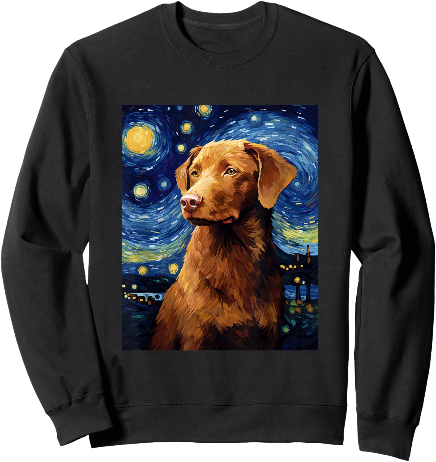 West Chesapeake Bay Retriever Starry Night Van Gogh Sweatshirt - Sweatshirt | Black