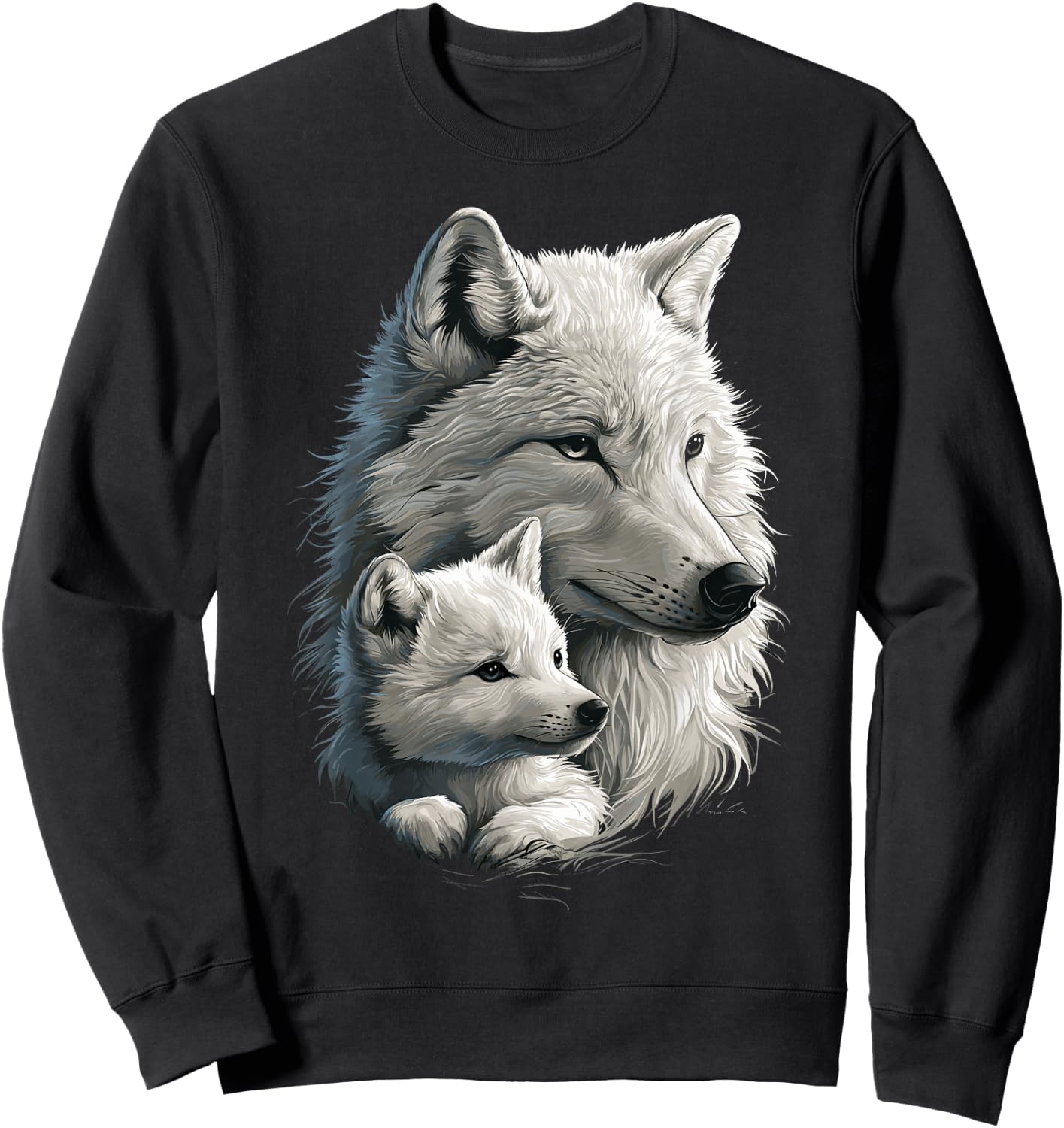 Wolf und Wolfswelpe Herren Wolfsliebhaber Mädchen Damen Wolf Sweatshirt - Sweatshirt | Black