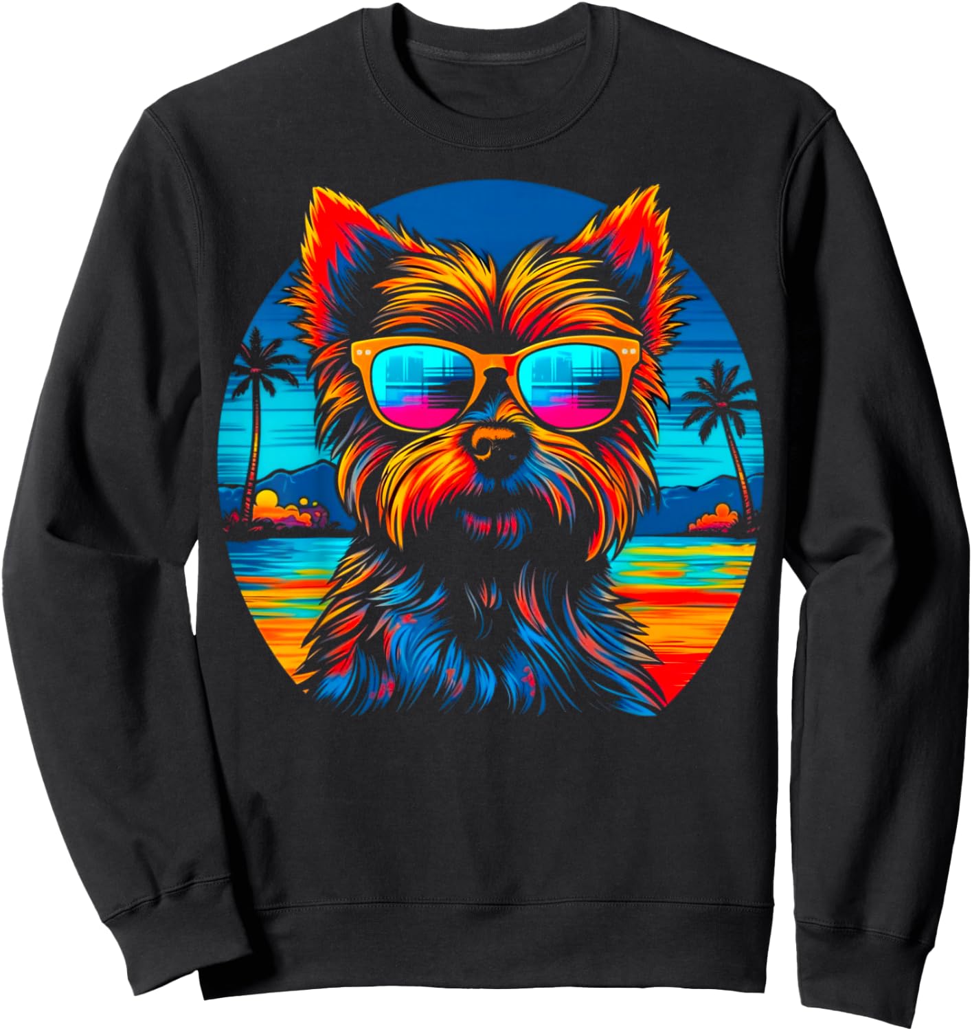 Yorkie Dog Yorkshire Terrier Summer Party Sweatshirt - Sweatshirt | Black