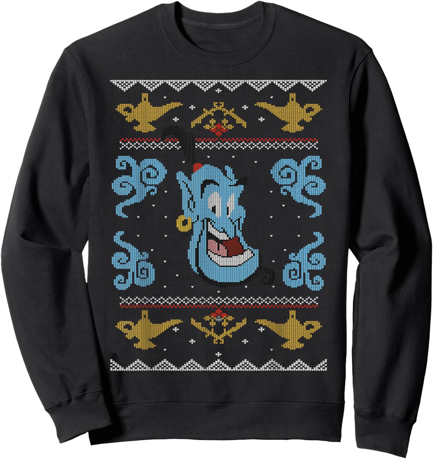 Disney Aladdin Genie Ugly Christmas Sweater Design Sweatshirt - Sweatshirt | Black