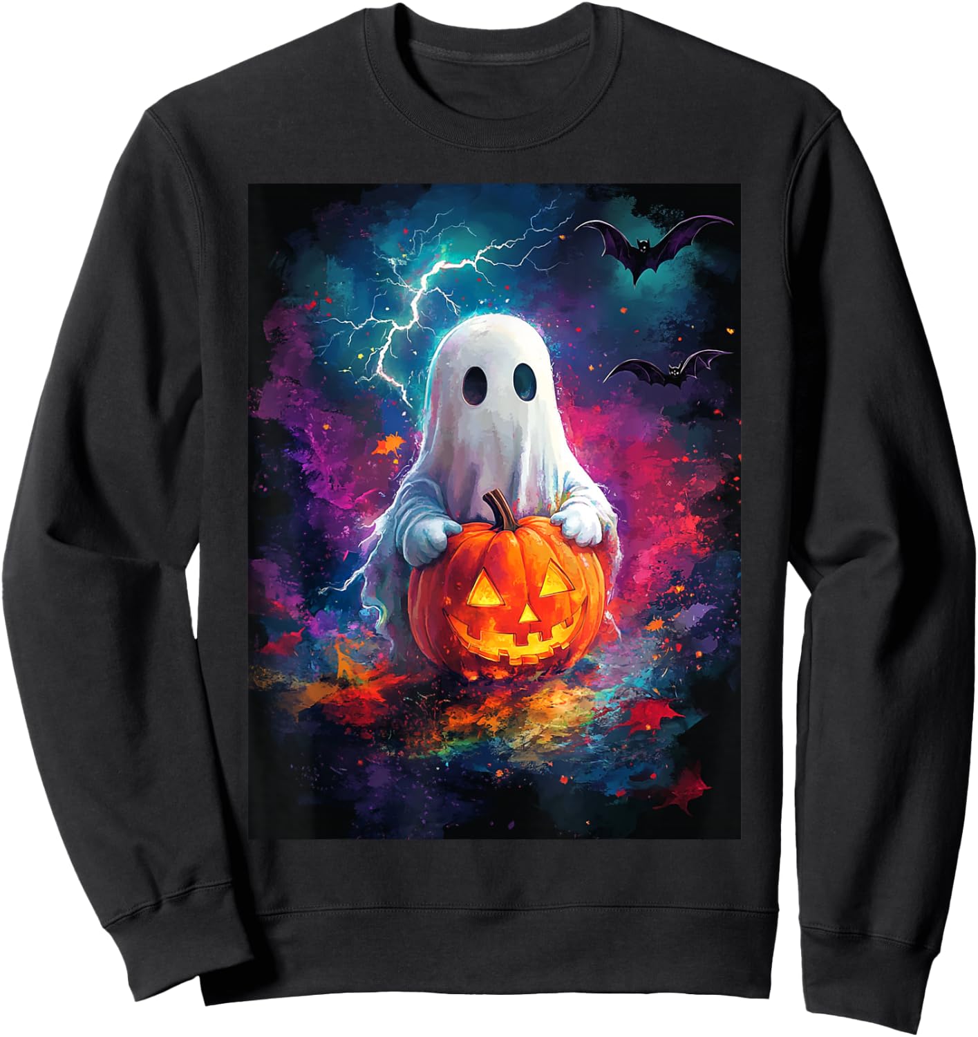 Halloween Girls Design Boys Ghost Pumpkin Kids Halloween Sweatshirt - Sweatshirt | Black
