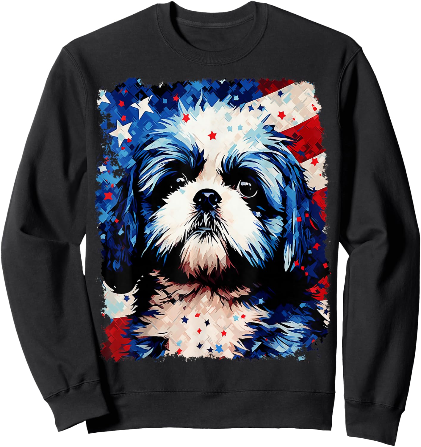 Dog Shih Tzu USA Patriotic 4th of July Sweatshirt - Sweatshirt | Black