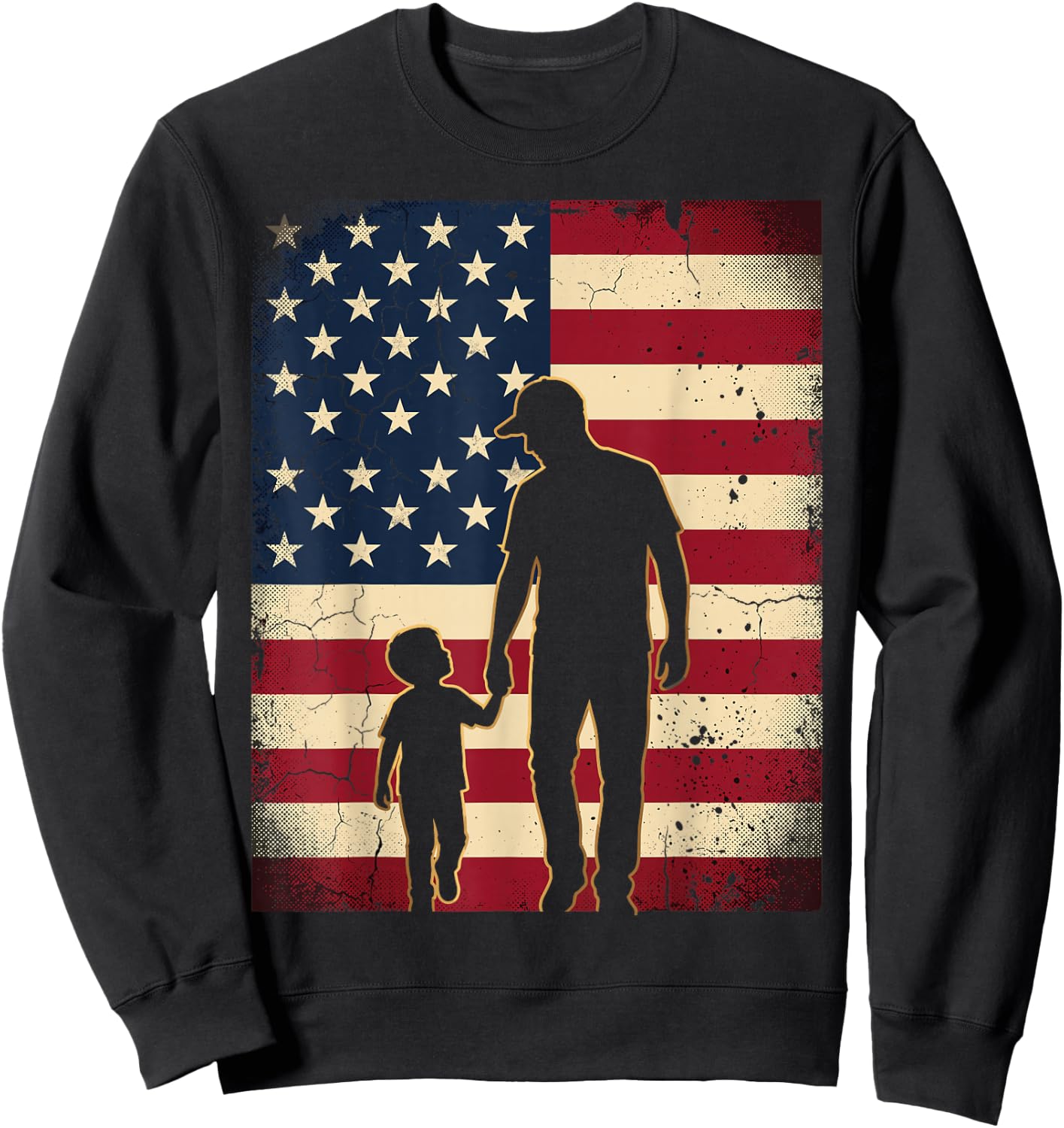 Father Son USA American Flag Patriotic Dads Family Boys Men Sweatshirt - Sweatshirt | Black