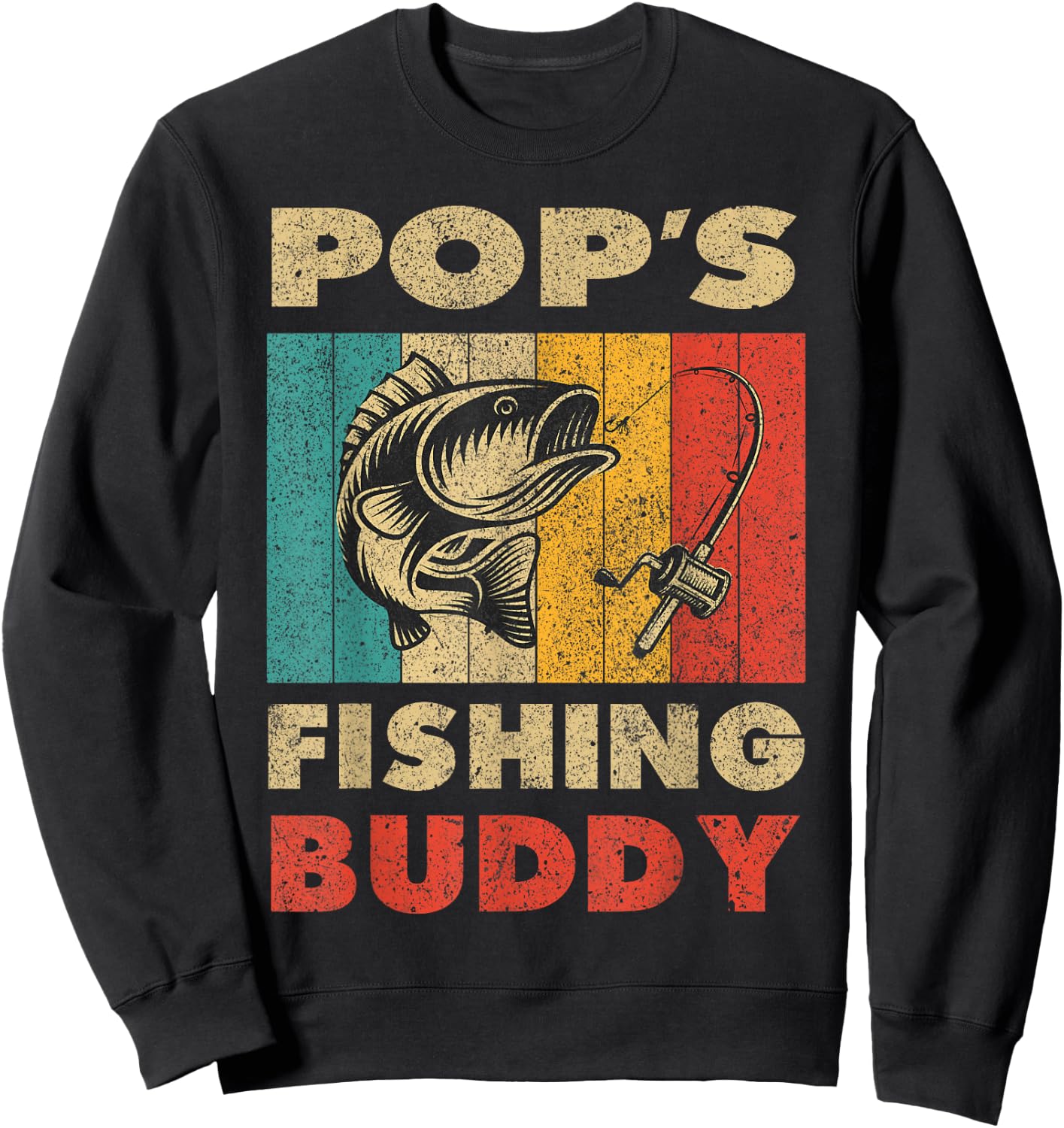 Funny Fishing Pop's Fishing Buddy Vintage Fishing Sweatshirt - Sweatshirt | Black