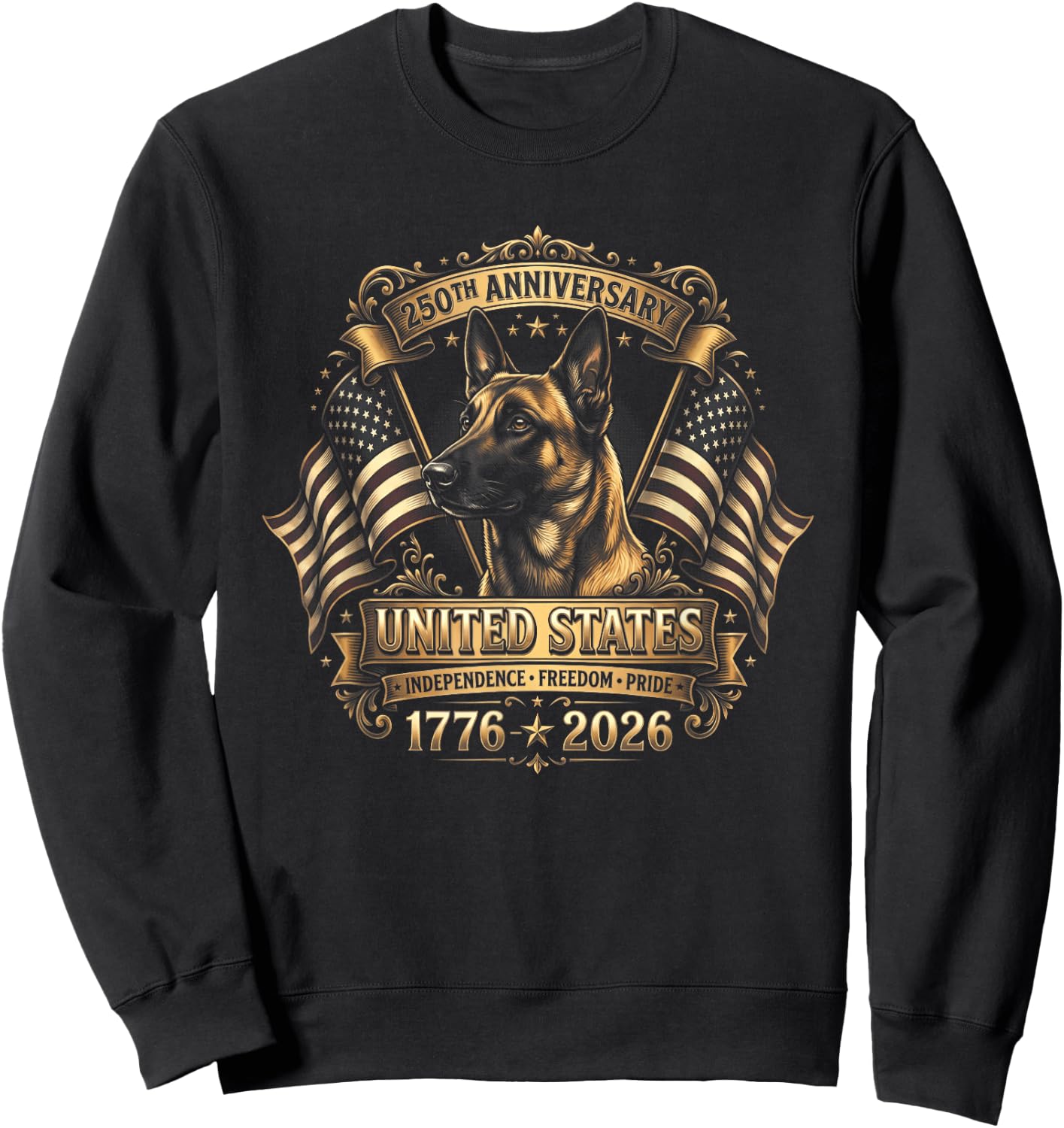 Belgian Malinois 250 Year USA Anniversary Sweatshirt - Sweatshirt | Black