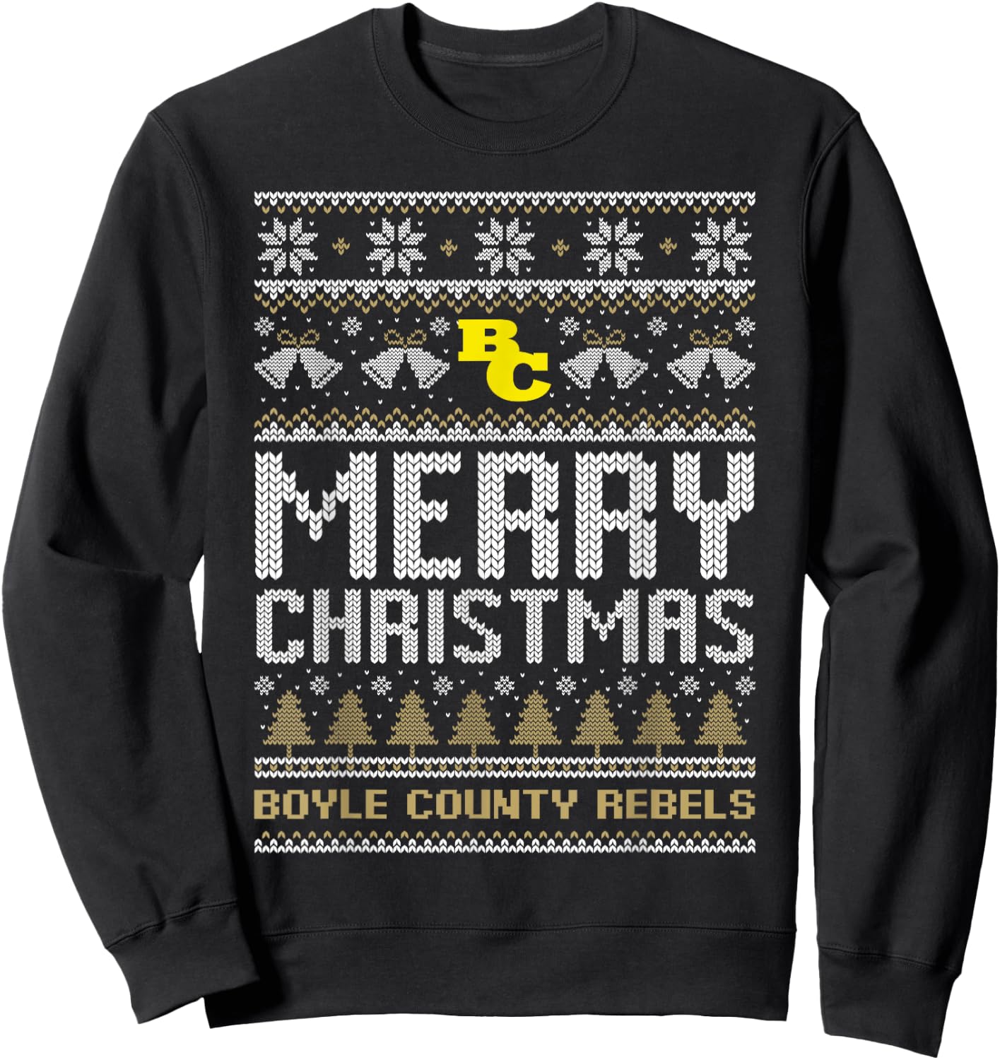 Boyle County Rebels Logo Merry Christmas Ugly Sweater HS Sweatshirt - Sweatshirt | Black