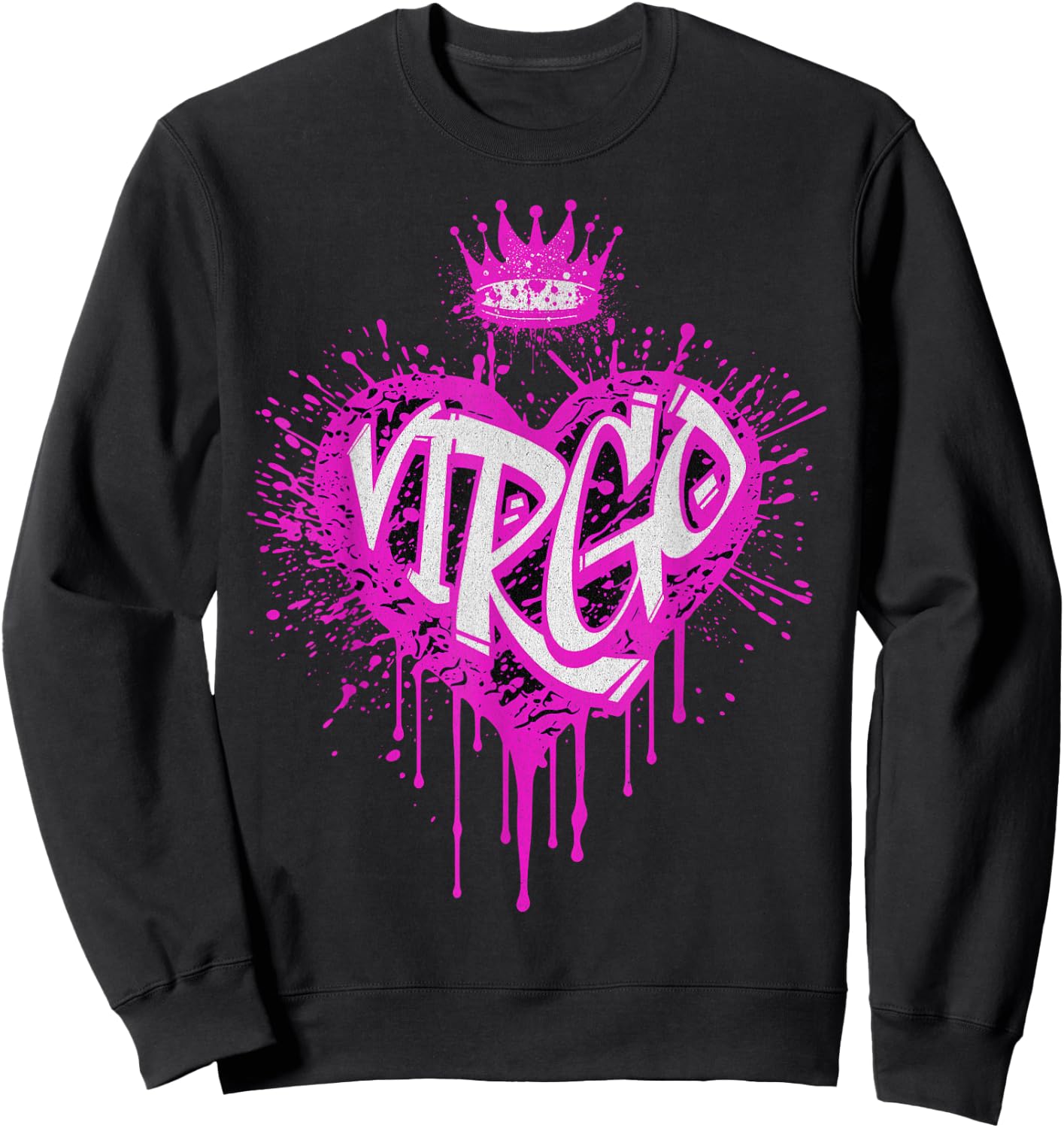 Virgo Airbrush Graffiti Heart Zodiac Astrology Design Sweatshirt - Sweatshirt | Black