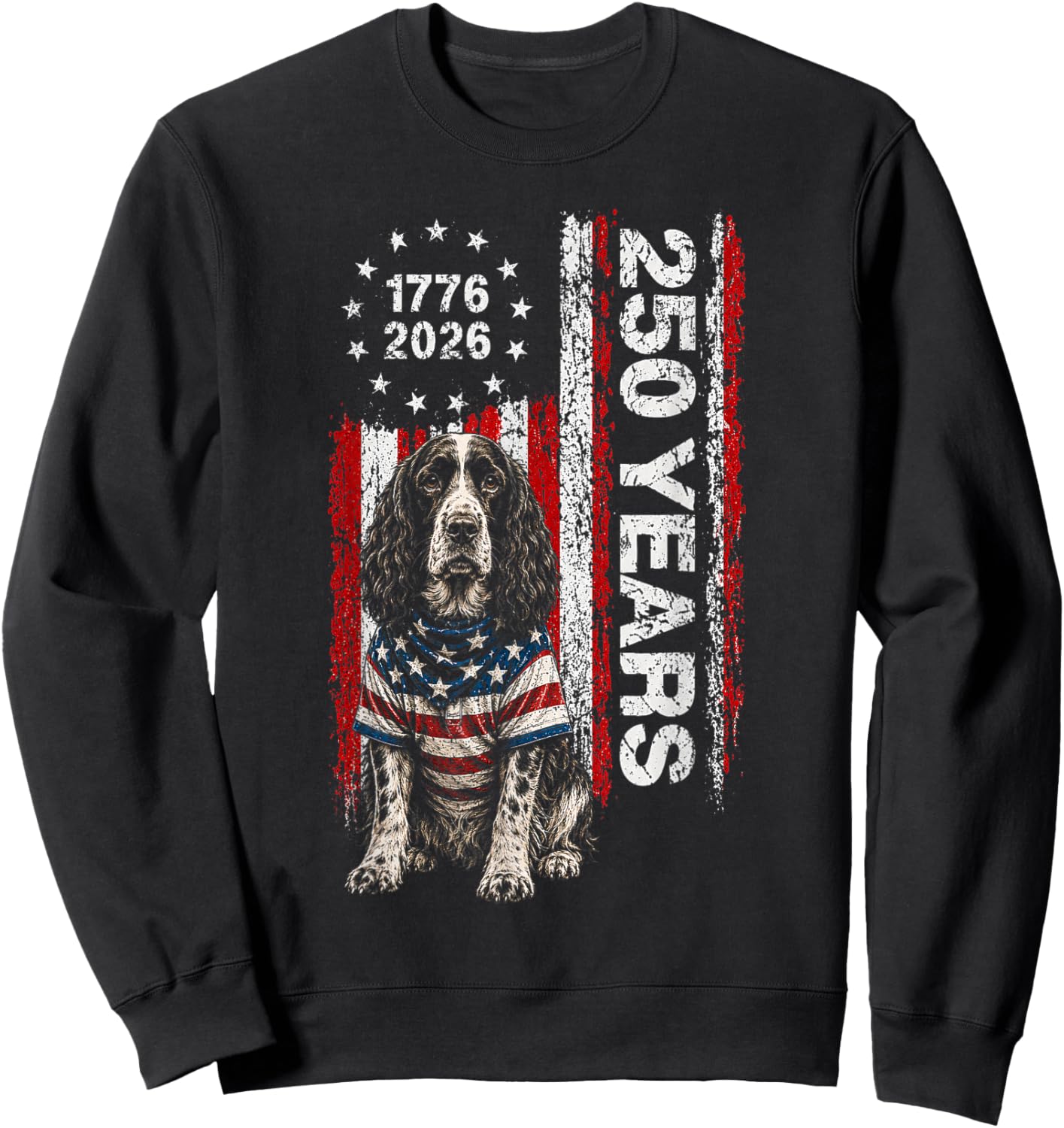 250 Years America Springer Spaniel Dog USA 4th of July Sweatshirt - Sweatshirt | Black