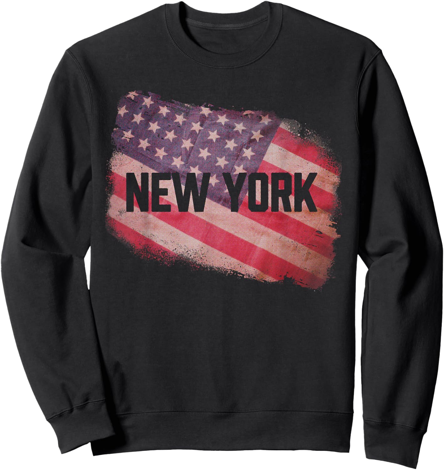 New York USA American Old Glory Flag Vintage US Souvenir , black Sweatshirt - Sweatshirt | Black