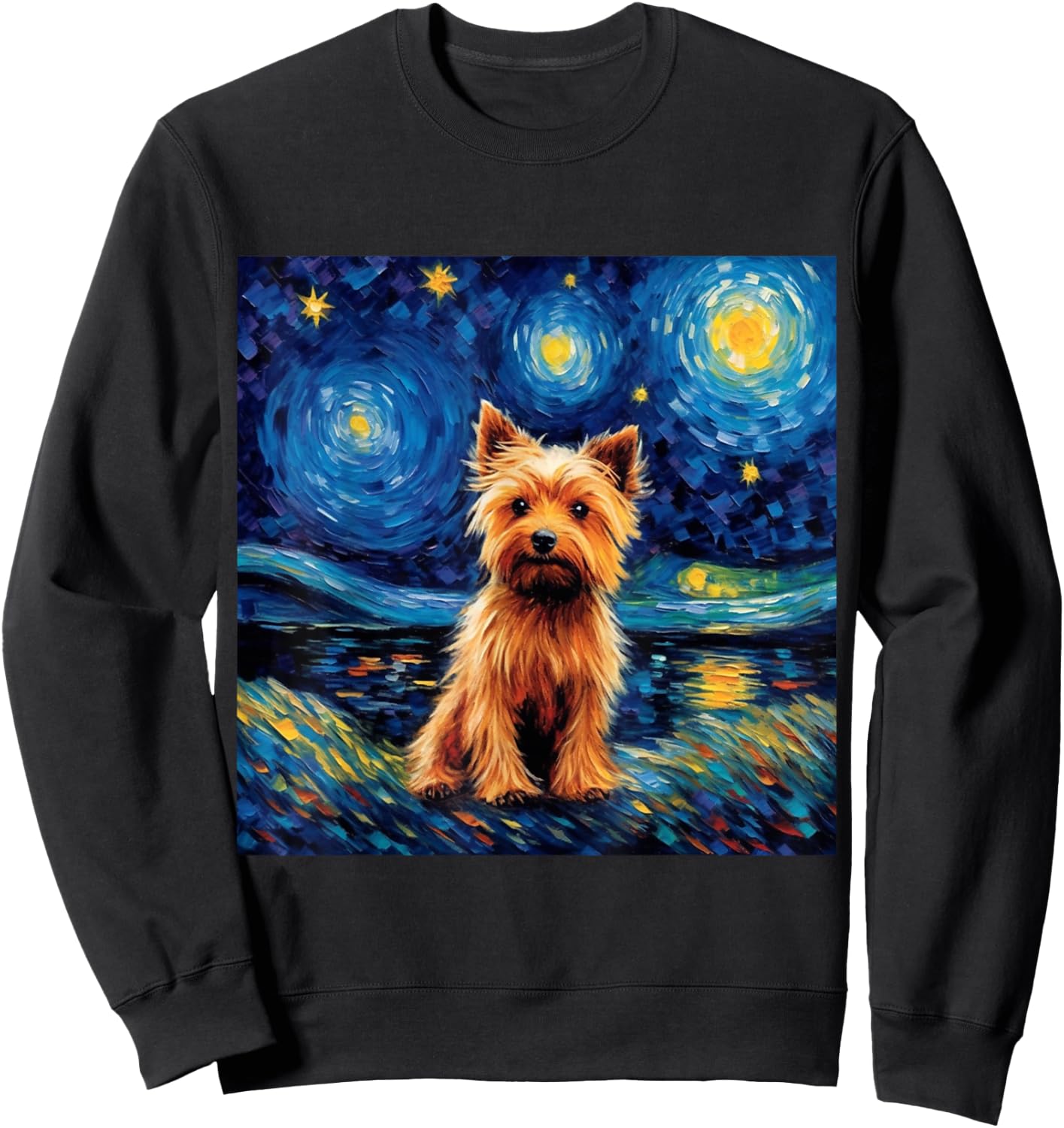 Silky Terrier Starry Night - Silky Terrier Sweatshirt - Sweatshirt | Black