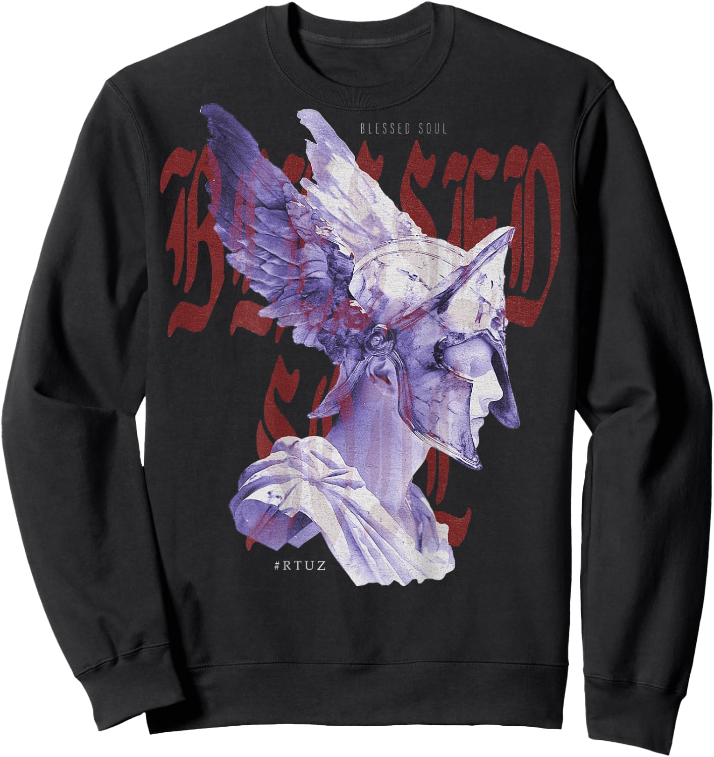 Modern Hip Hop Vintage Graffiti Urban Backprint Streetwear , black Sweatshirt - Sweatshirt | Black
