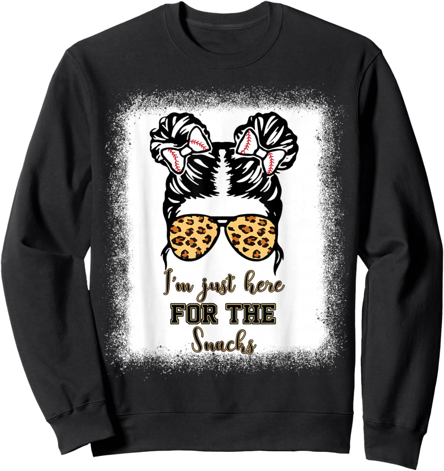Kids Im Just Here For The Snack Baseball Sister Toddler Girl Sweatshirt - Sweatshirt | Black