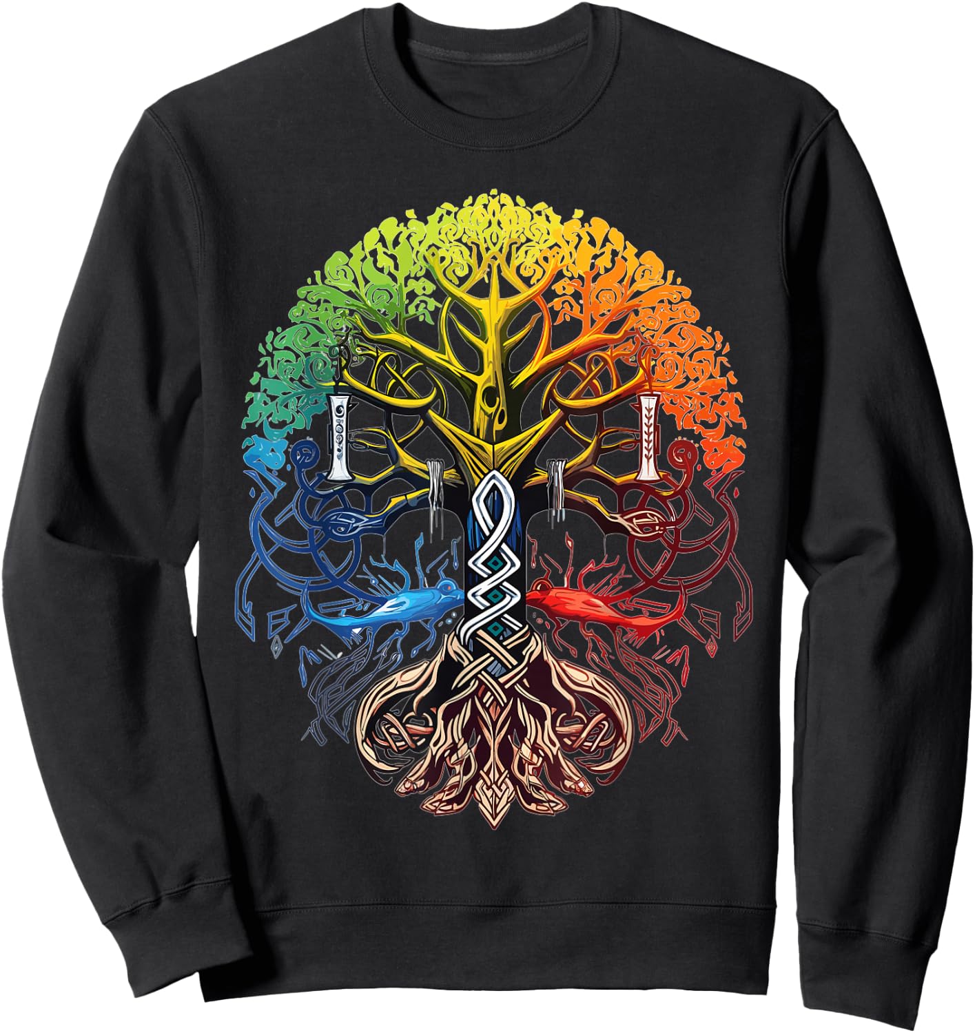 Yggdrasil Viking Krieger nordische Mythologie Sweatshirt - Sweatshirt | Black