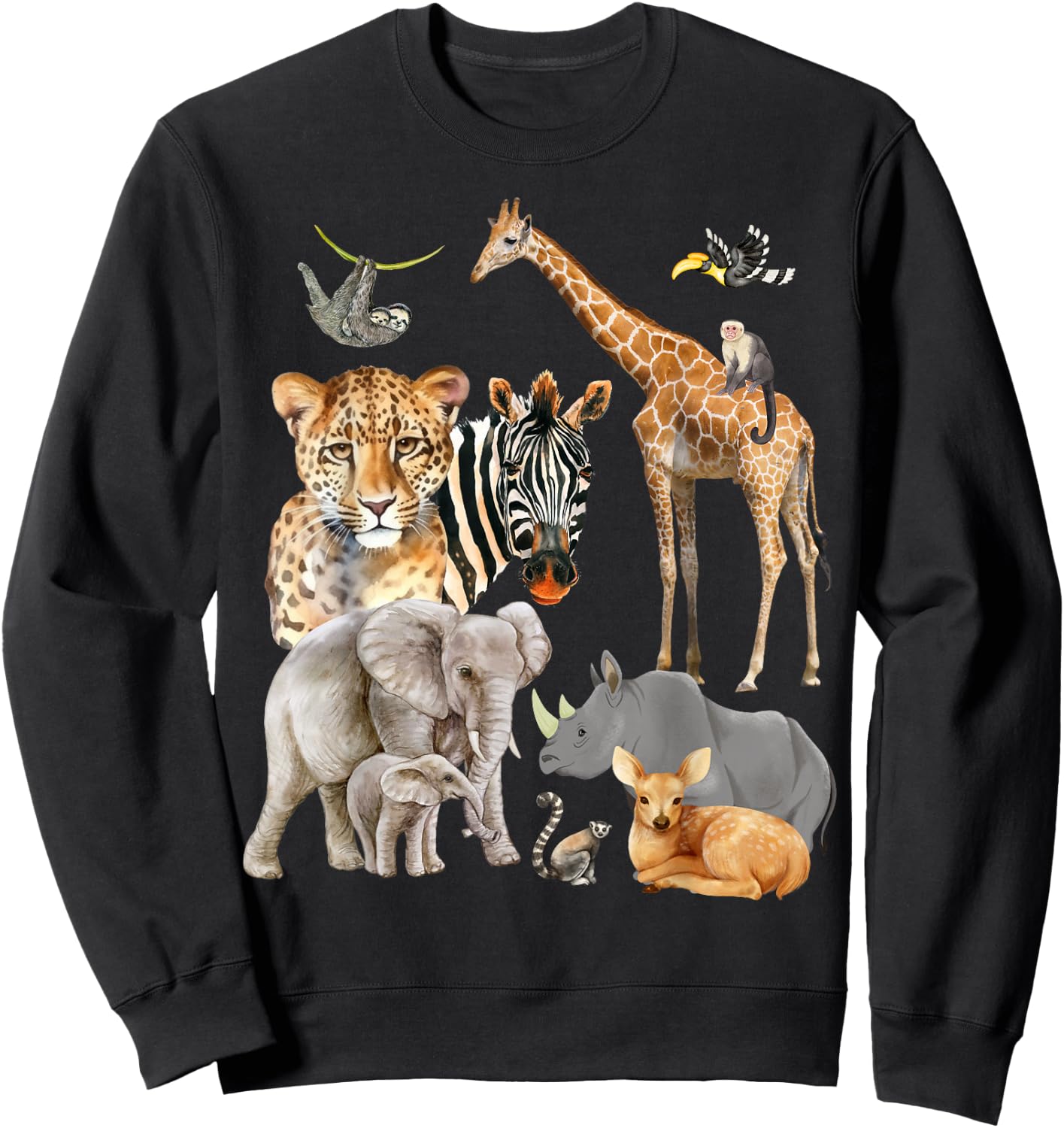 Wildlife Safari Party Animal Design Sweatshirt - Sweatshirt | Black