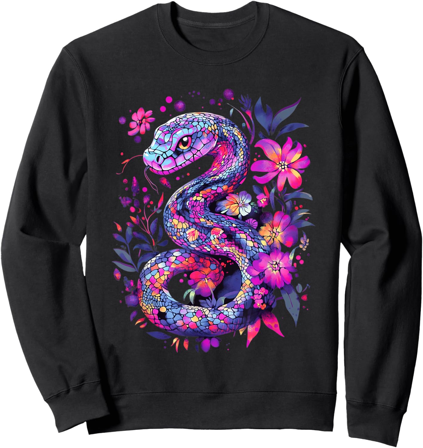 Aesthetic Python Snake Graphic Cute Reptile Women Girls Sweatshirt - Sweatshirt | Black
