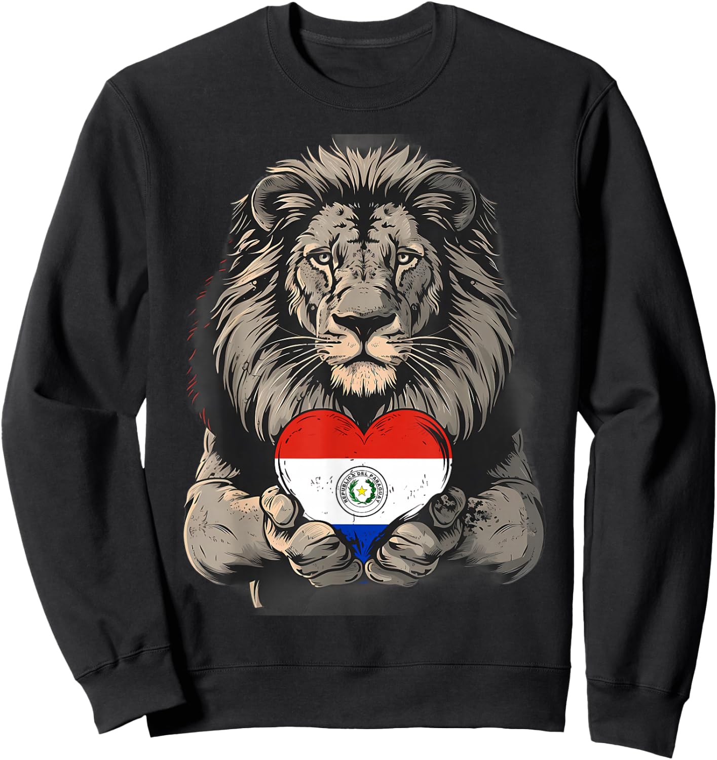 Paraguayan Pride Paraguayan Flag Lion Paraguay Heart Sweatshirt - Sweatshirt | Black