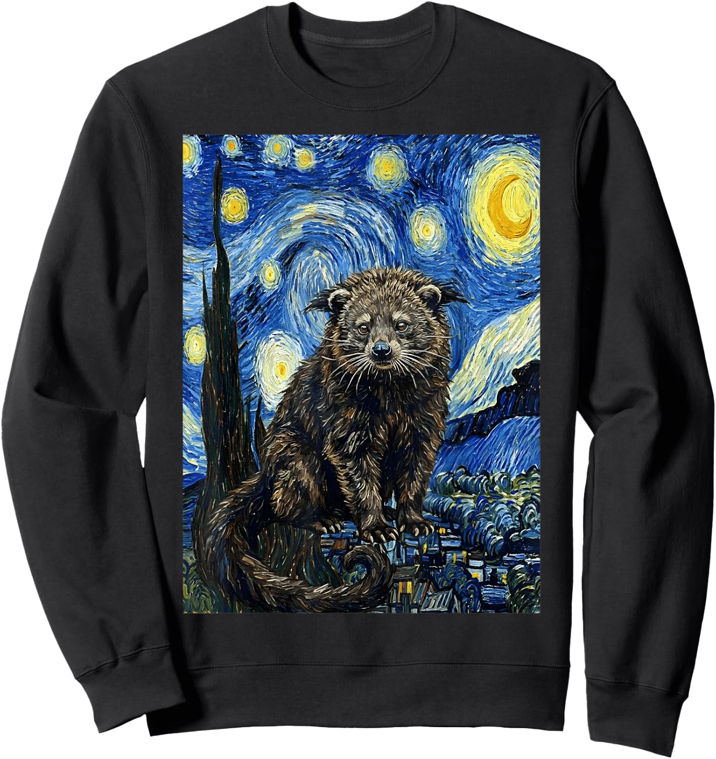 Binturong Bearcat Van Gogh Starry Night Art Sweatshirt - Sweatshirt | Black