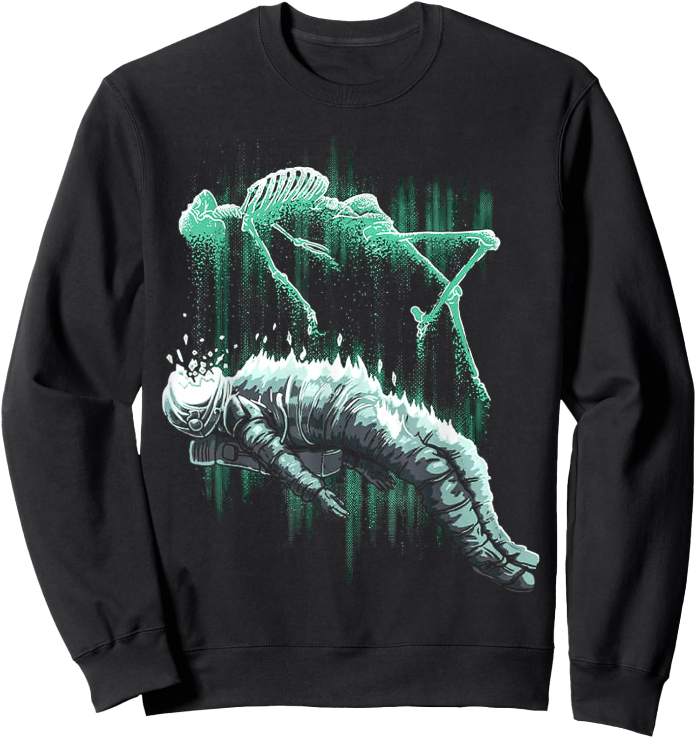 Astral Departure Glow-in-the-Dark Vintage Astronaut Sweatshirt - Sweatshirt | Black
