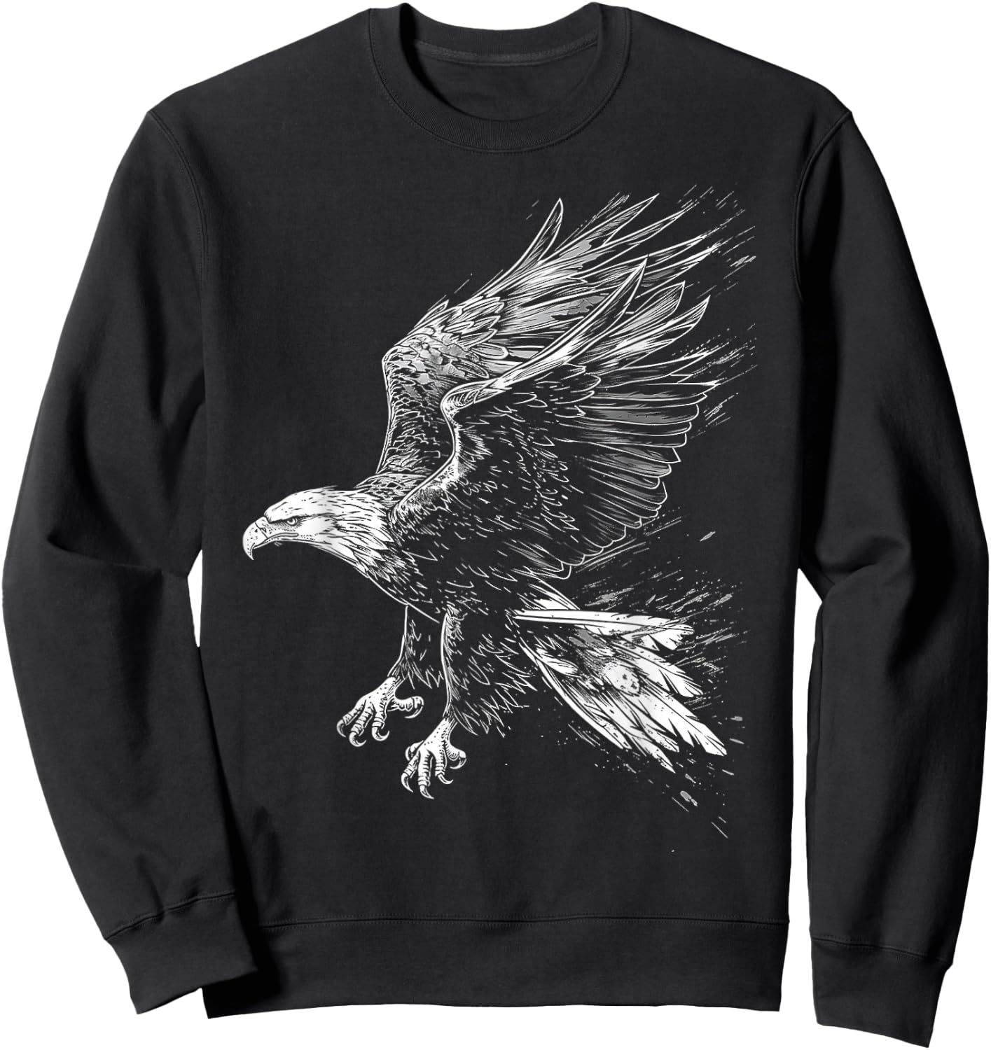 Eagle Drawing Animal Art Graphic Eagle , Black, S Sweatshirt - Sweatshirt | Black